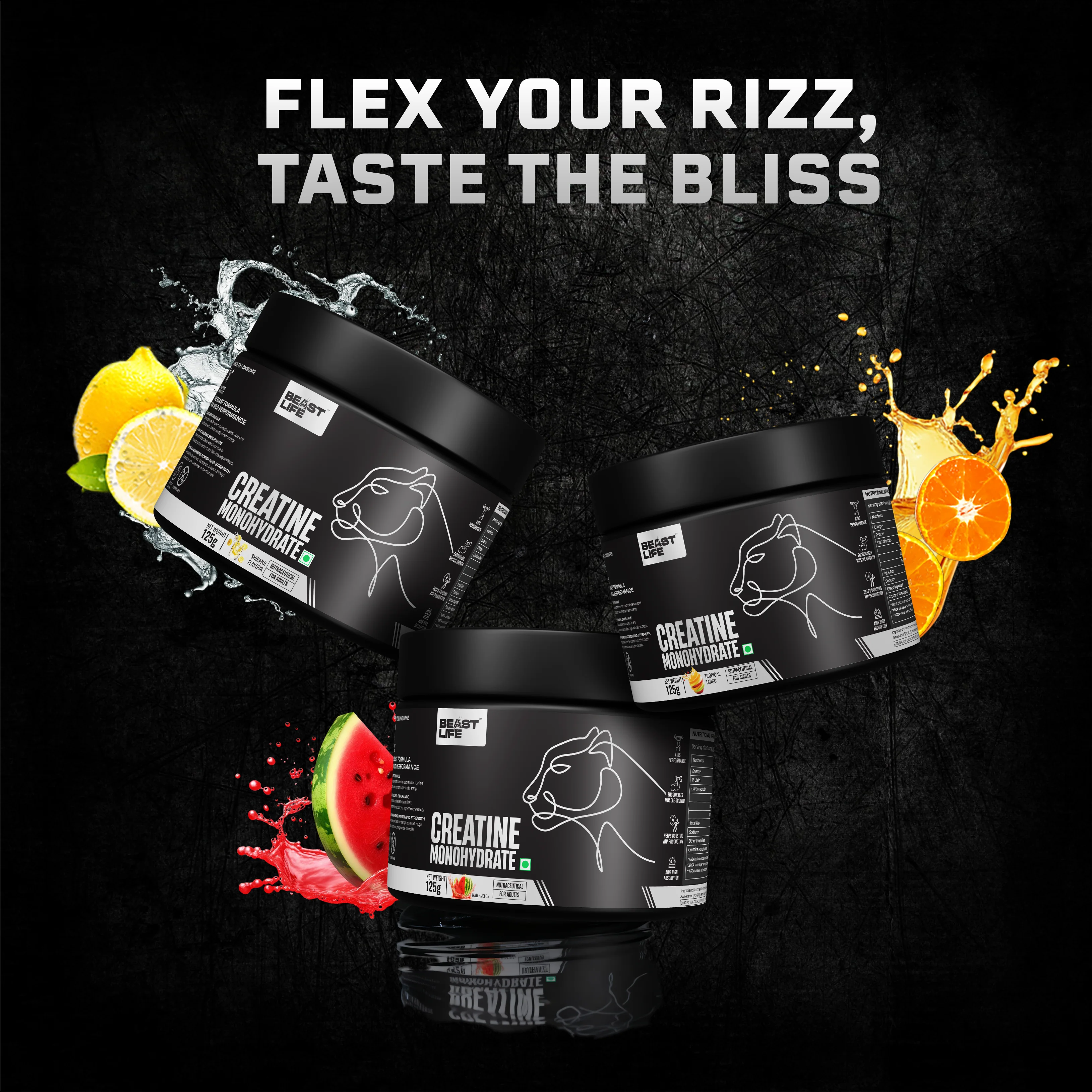 3X Power Blend | Triple Creatine Monohydrate Flavour Pack | Shikanji, Tropical Tango & Watermelon | 125 g Each - Image 3