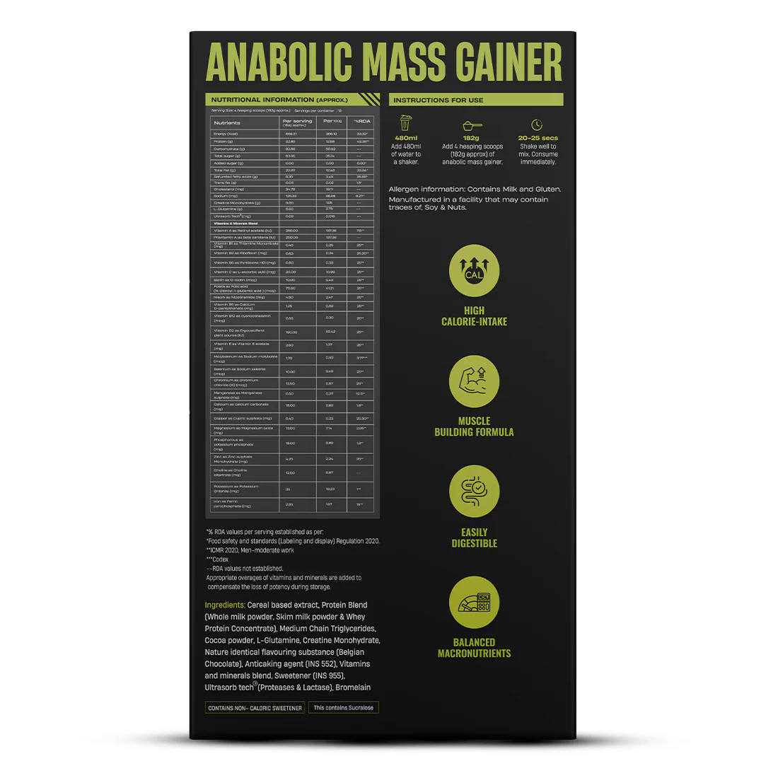 Combo Pack | Anabolic Mass Gainer Belgian Chocolate 2.5 kg + Creatine Monohydrate Unflavoured 100 g - Image 10