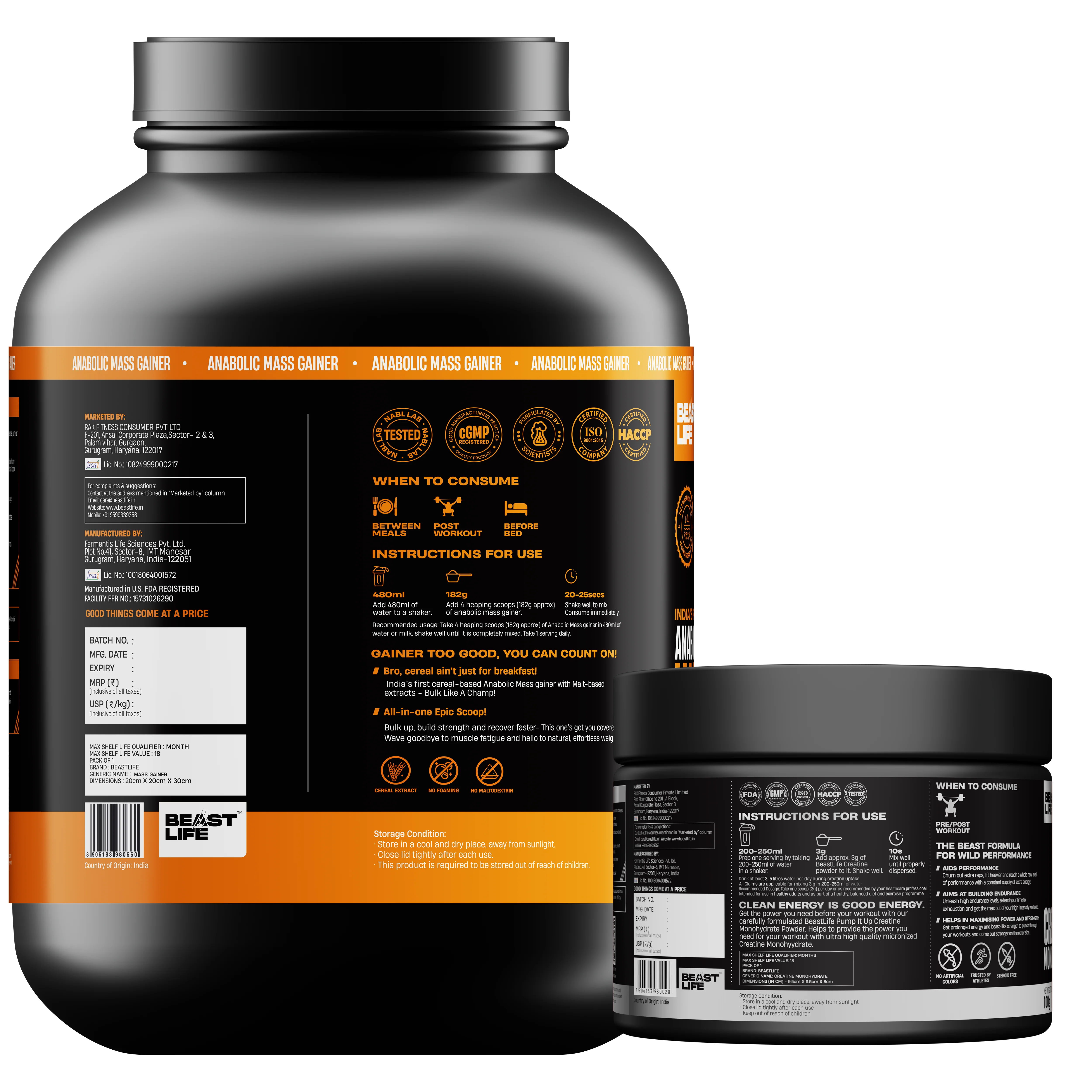 Combo Pack | Anabolic Mass Gainer Belgian Chocolate 2.5 kg + Creatine Monohydrate Unflavoured 100 g - Image 12