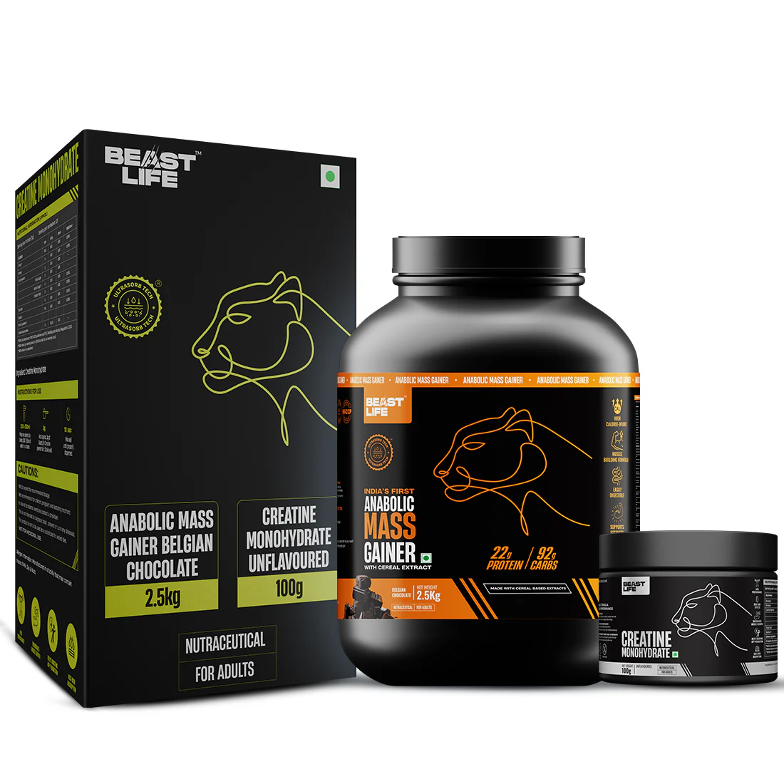 Combo Pack | Anabolic Mass Gainer Belgian Chocolate 2.5 kg + Creatine Monohydrate Unflavoured 100 g - Image 6
