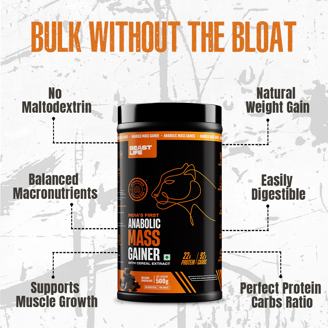 Anabolic Mass Gainer with Ultrasorb Tech | No Maltodextrin | Belgian Chocolate | 500 g - Image 3