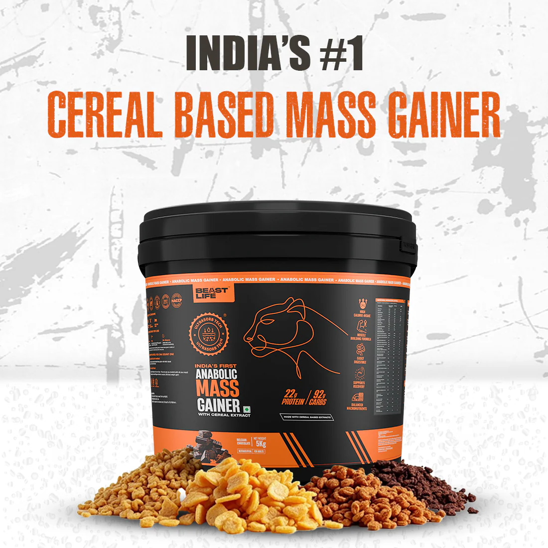 Anabolic Mass Gainer with Ultrasorb Tech | No Maltodextrin | Belgian Chocolate | 5 kg with Free Creatine - Image 7