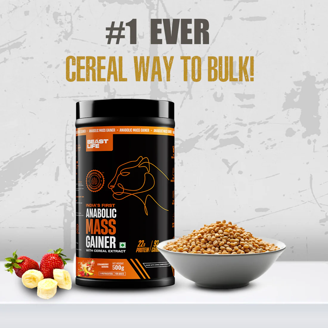 Anabolic Mass Gainer with Ultrasorb Tech | No Maltodextrin | Strawberry Banana | 500 g - Image 5