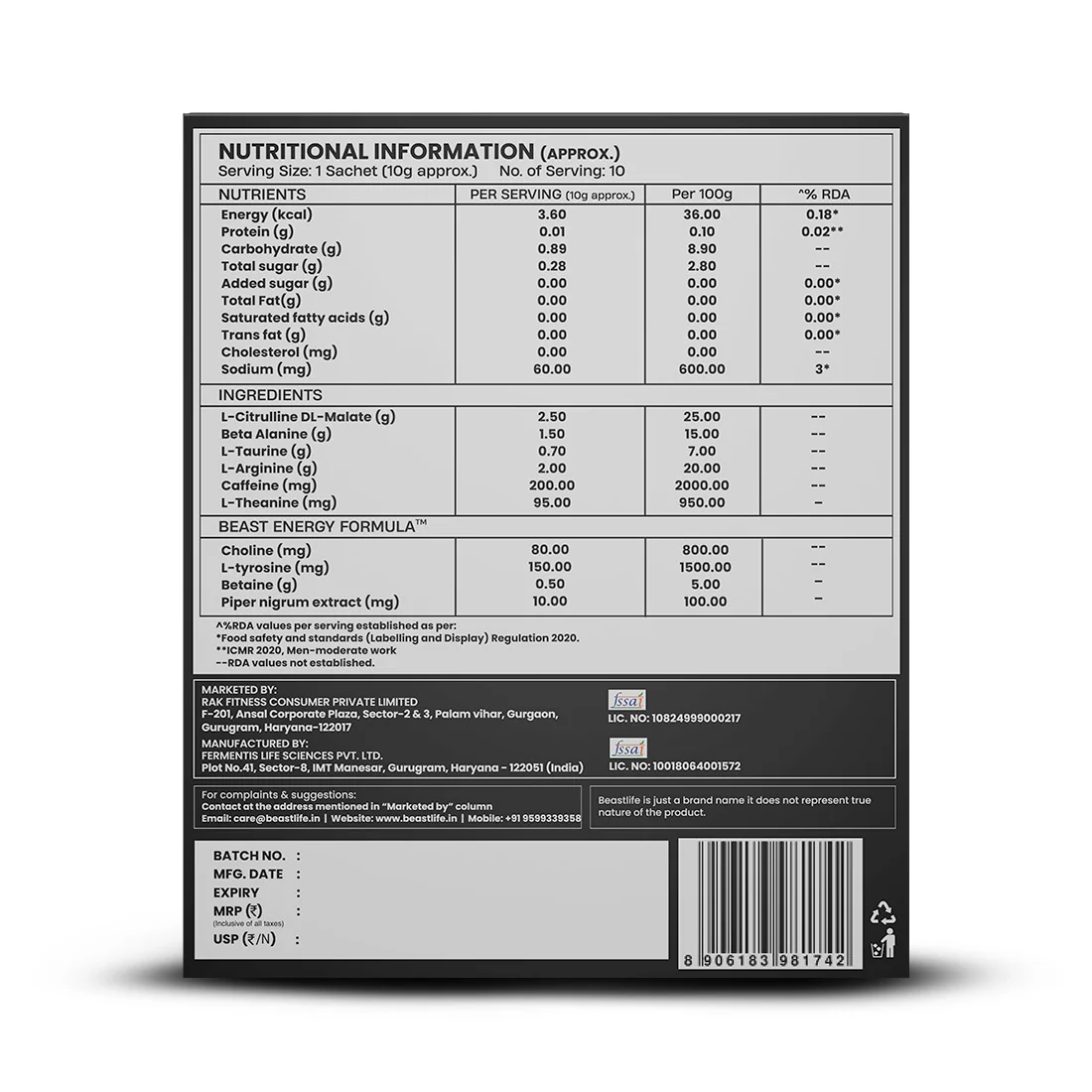 Beast Mode Pre Workout With Beast Energy Formula | Fruit Punch - Image 10