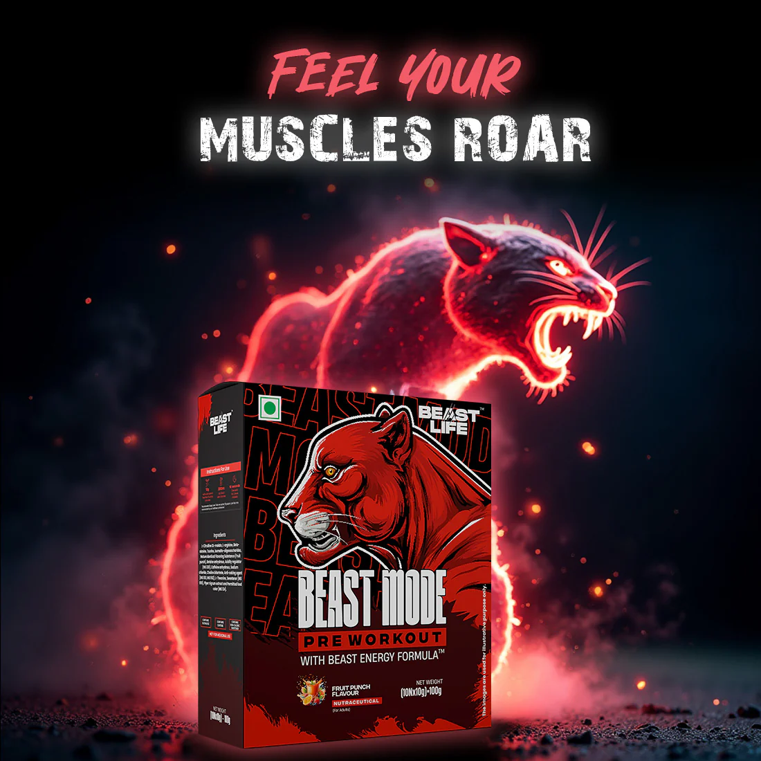 Beast Mode Pre Workout With Beast Energy Formula | Fruit Punch - Image 2