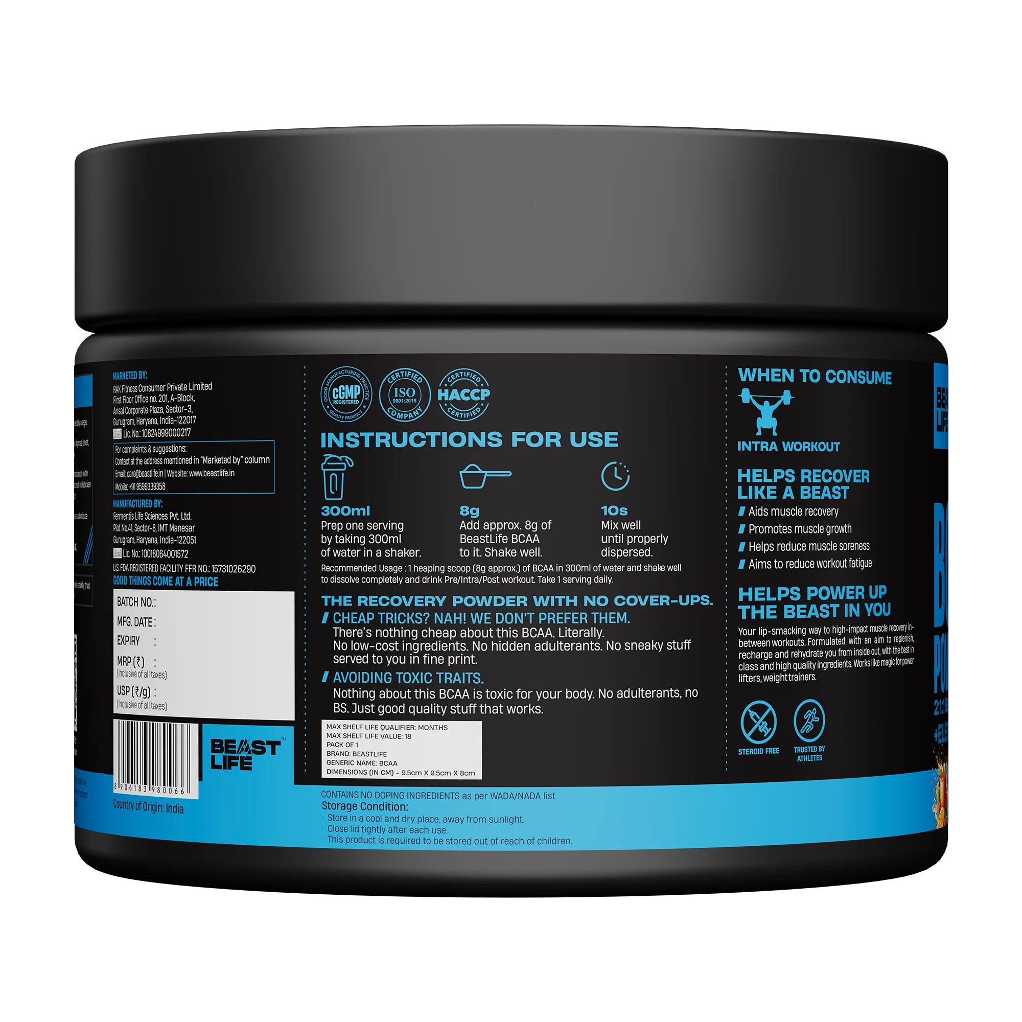 Beast Recovery BCAA | Fruit Punch | 120G - Image 10