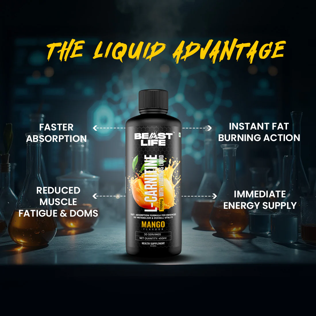 L-Carnitine with Vitamin B5 1100 mg | Mango | 450 ml - Image 4