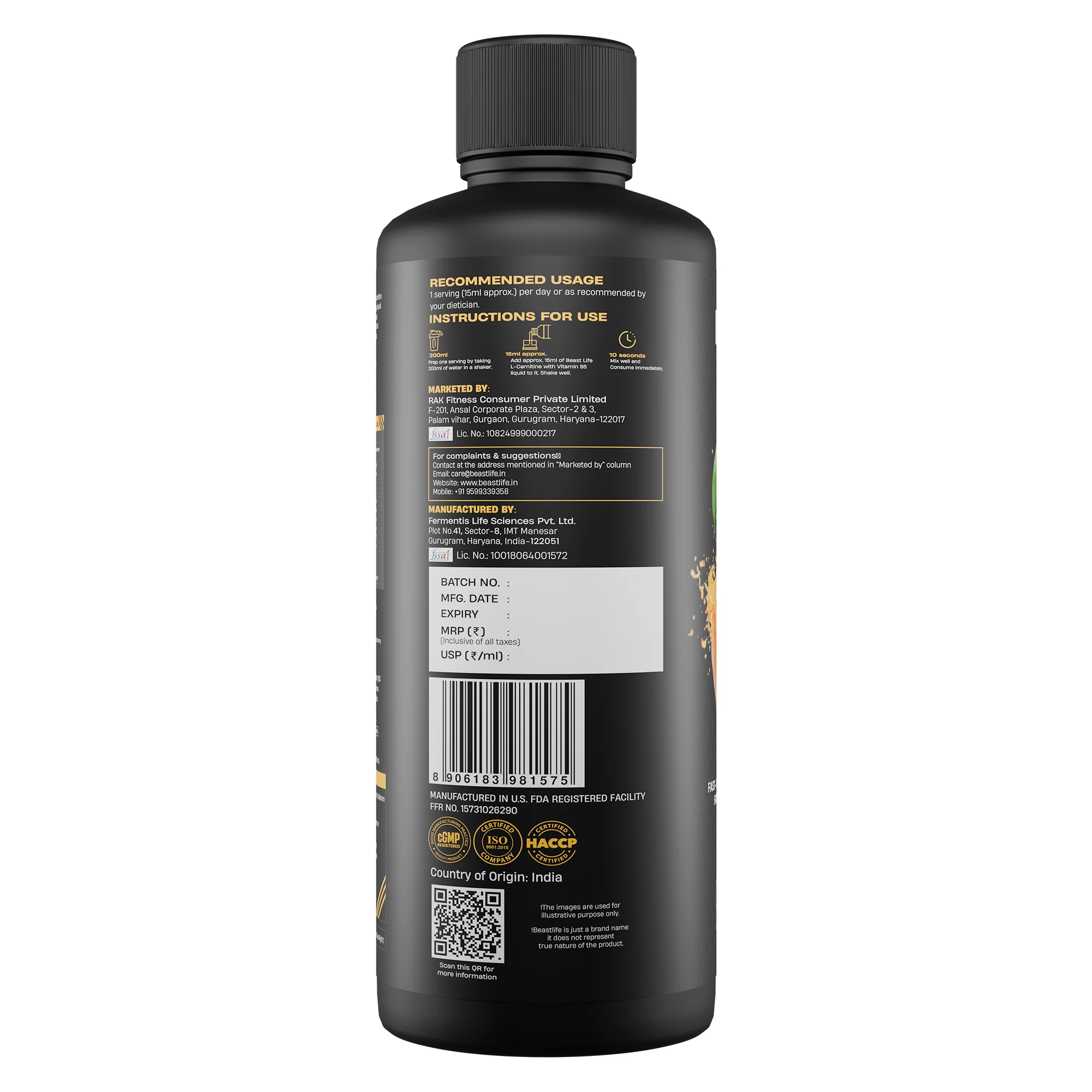 L-Carnitine with Vitamin B5 3300 mg | Triple Strength Formula | Mango | 450 ml - Image 9
