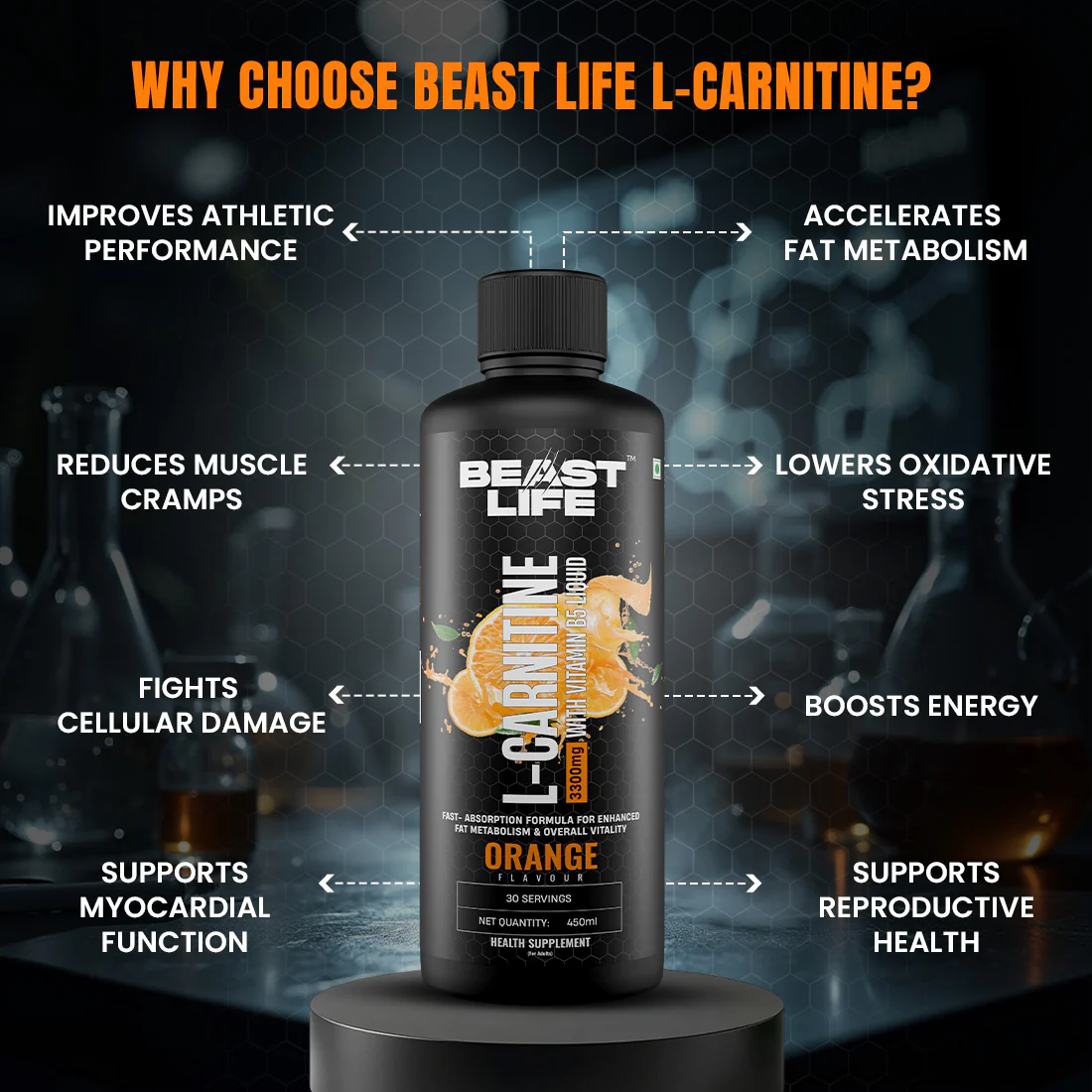 L-Carnitine with Vitamin B5 1100 mg | Orange | 450 ml - Image 3