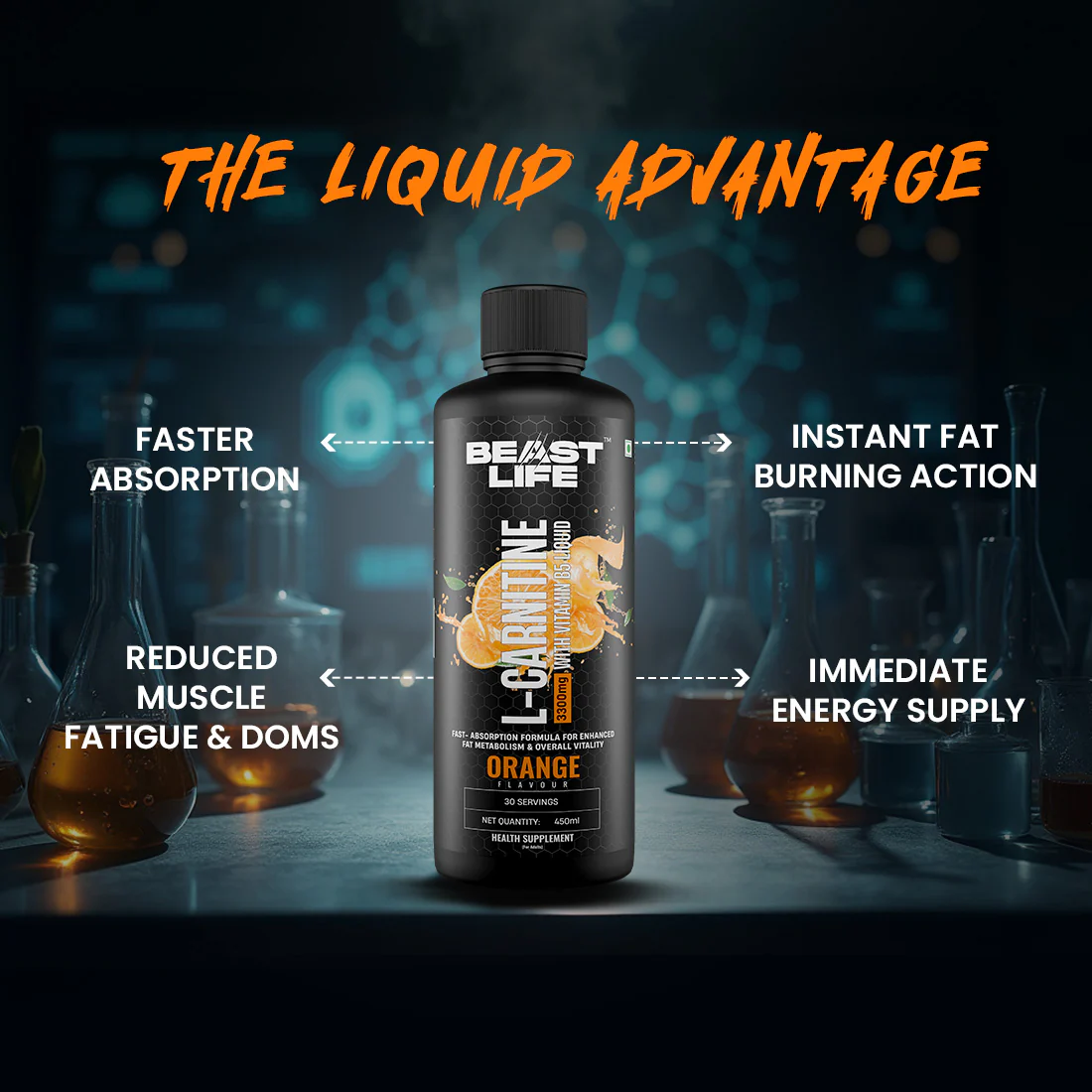L-Carnitine with Vitamin B5 1100 mg | Orange | 450 ml - Image 4