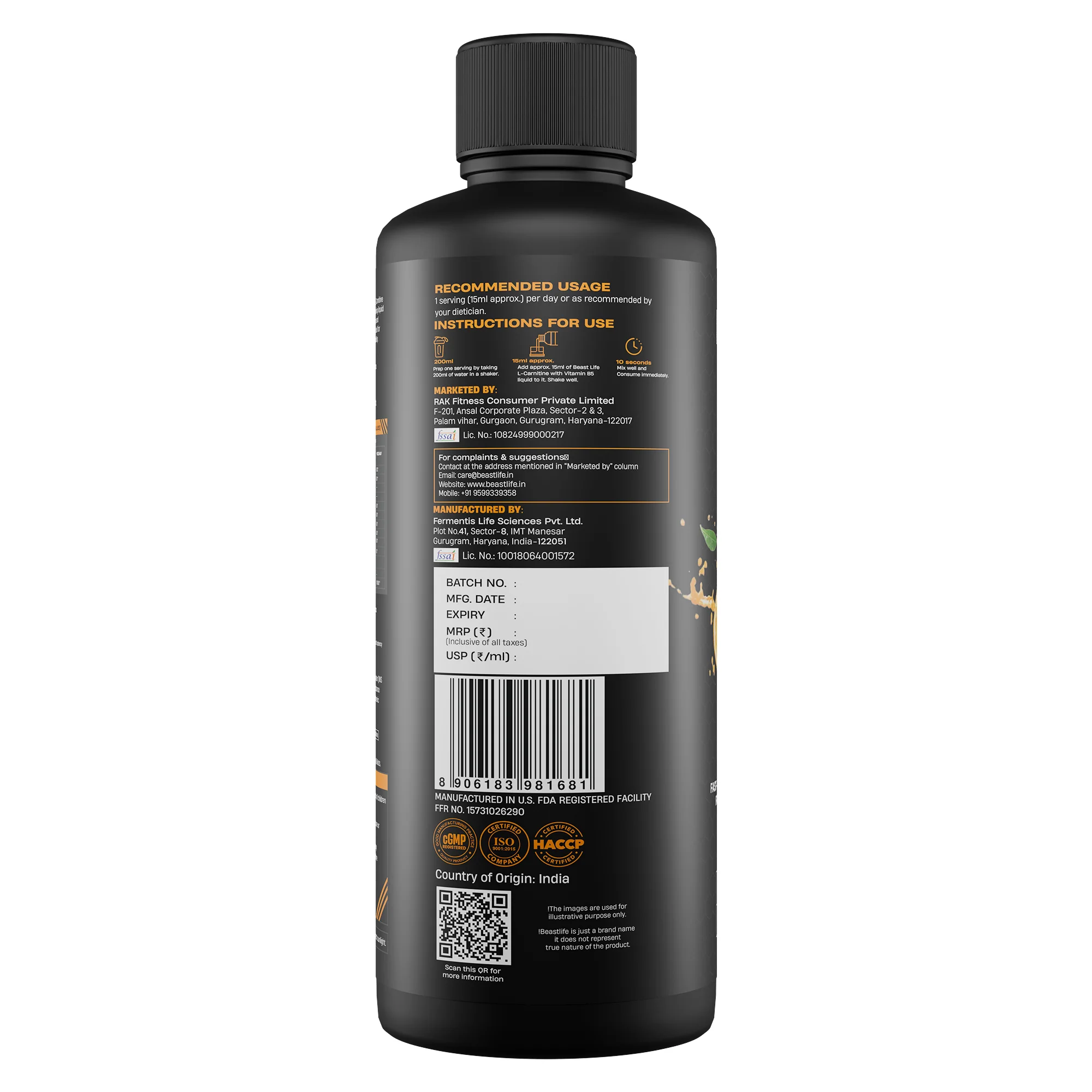 L-Carnitine with Vitamin B5 1100 mg | Orange | 450 ml - Image 8