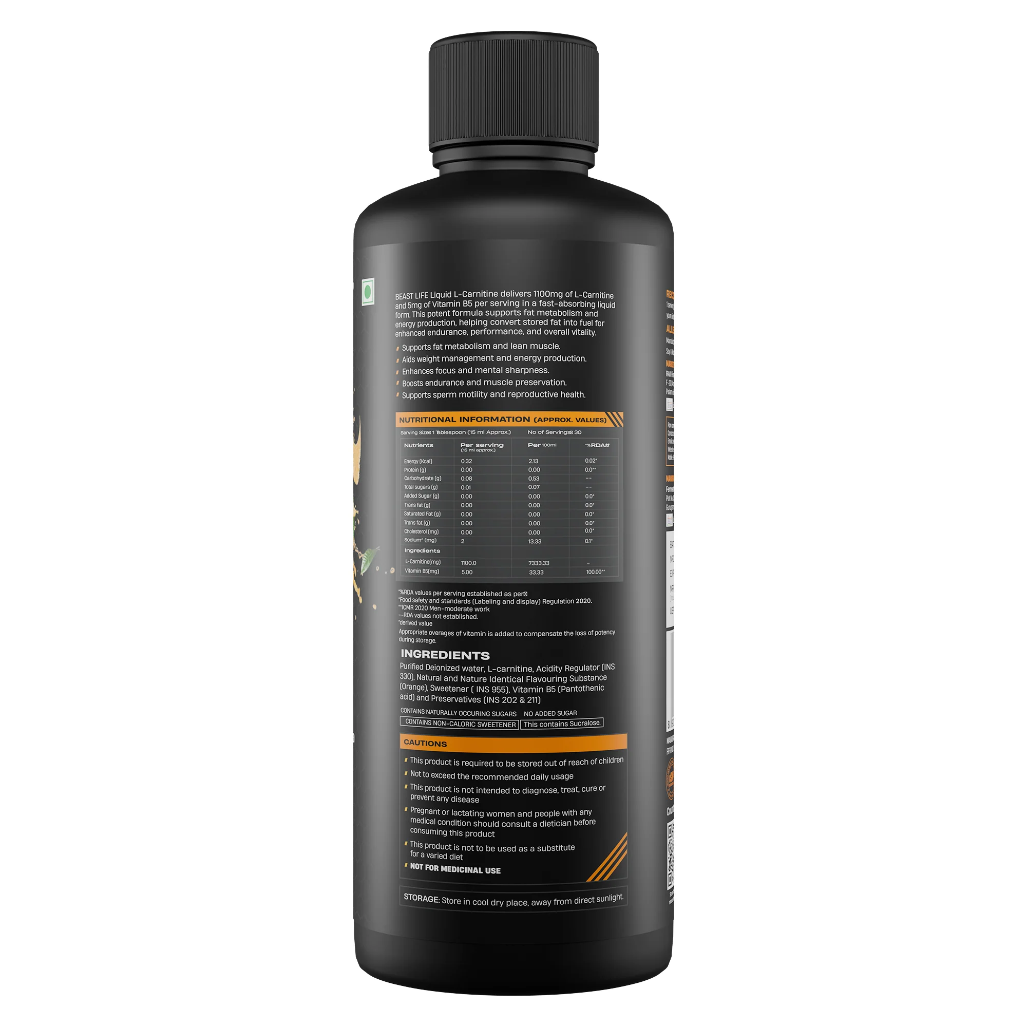 L-Carnitine with Vitamin B5 1100 mg | Orange | 450 ml - Image 9
