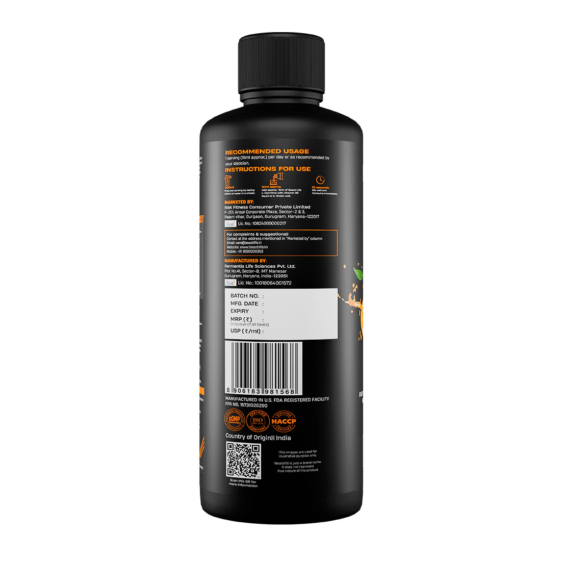 L-Carnitine with Vitamin B5 3300 mg | Triple Strength Formula | Orange | 450 ml - Image 9