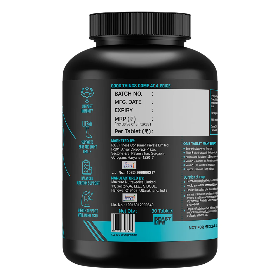 Beastlife Multivitamins with Sustained Release Technology | 30 N - Image 12