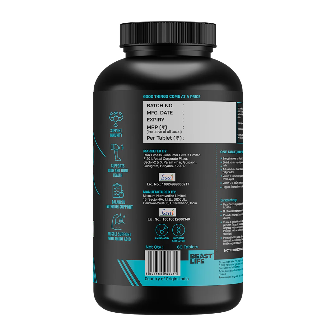 Beastlife Multivitamins with Sustained Release Technology | 60 N - Image 12