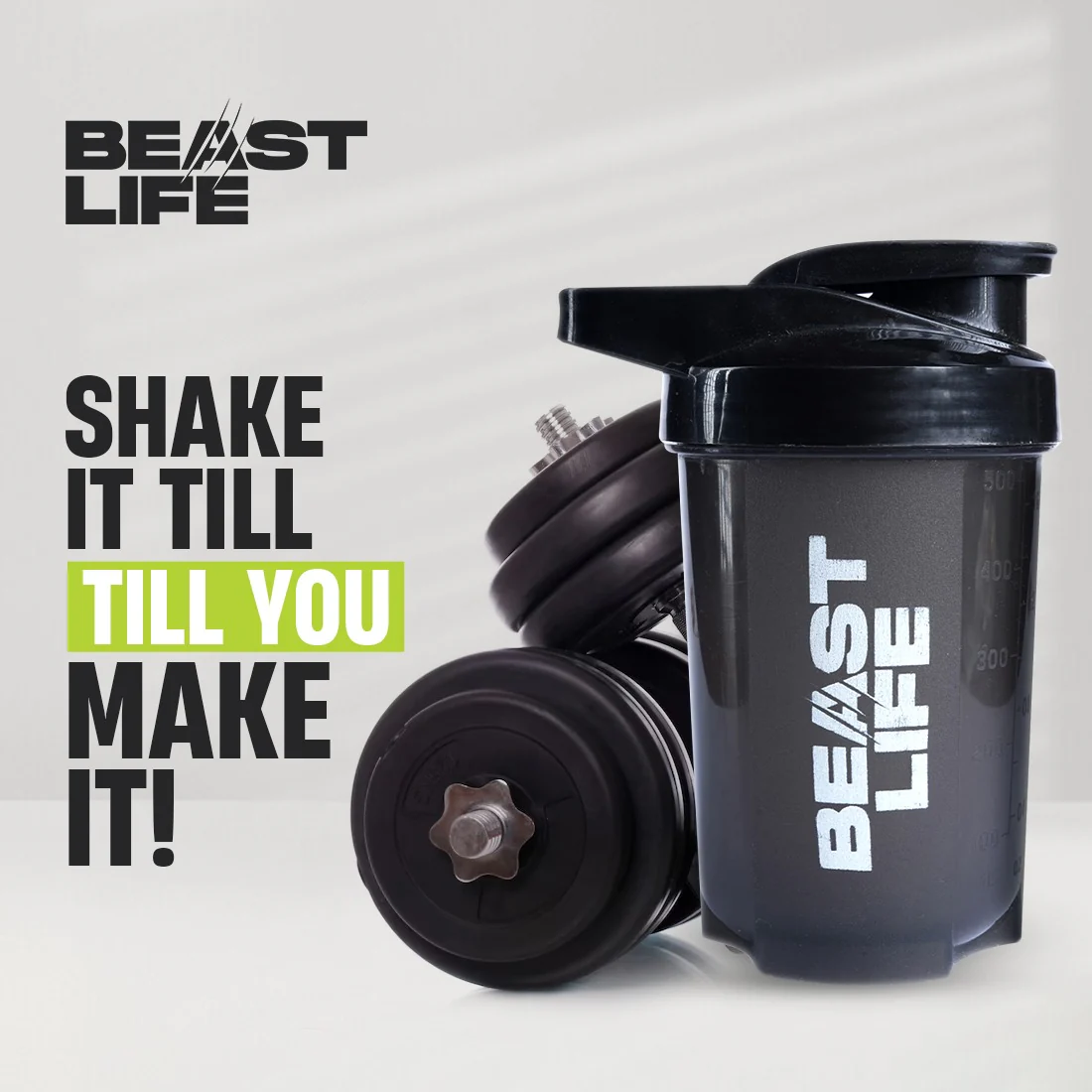 BeastLife Plastic Bold Shaker | Black Color | 500ML - Image 3