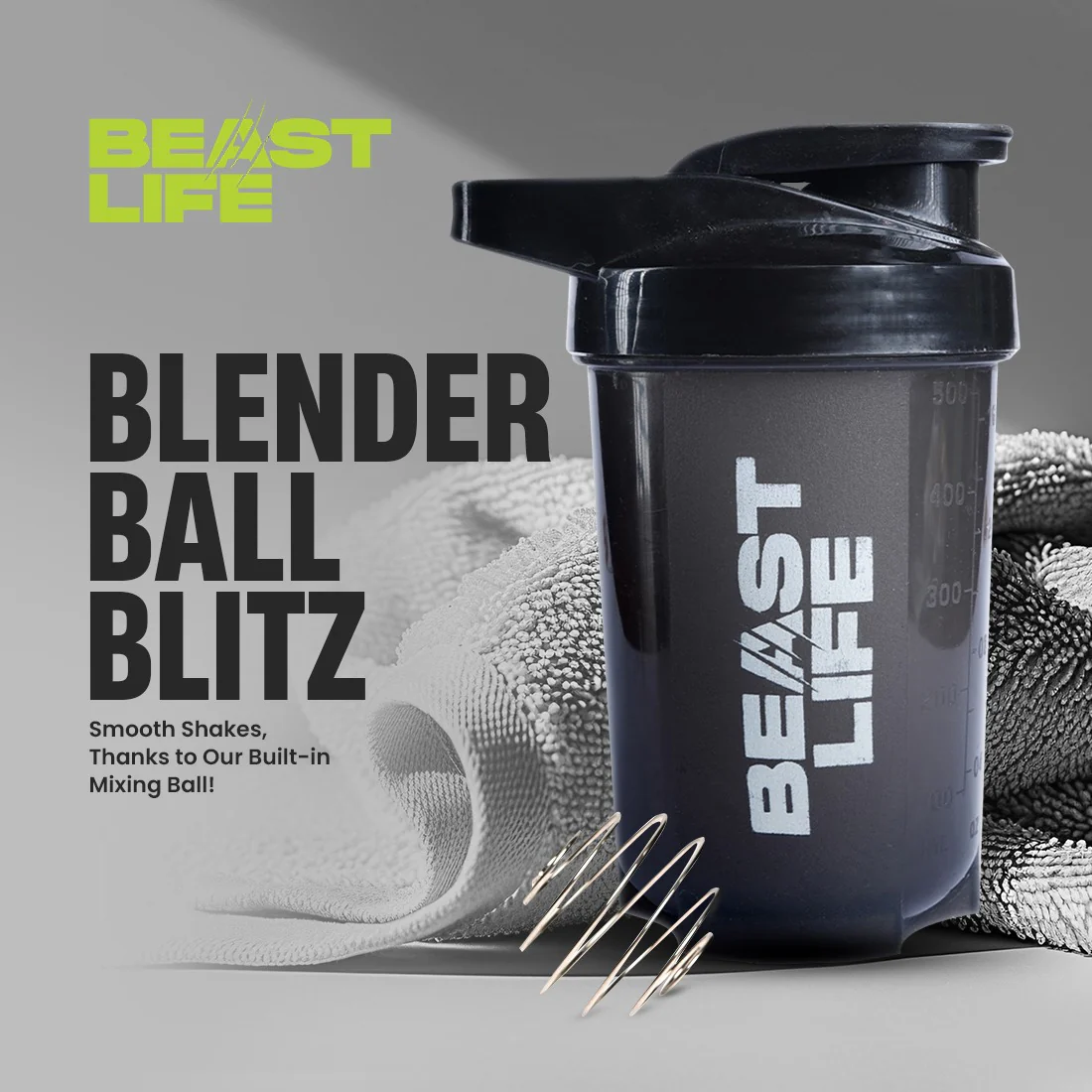 BeastLife Plastic Bold Shaker | Black Color | 500ML - Image 4