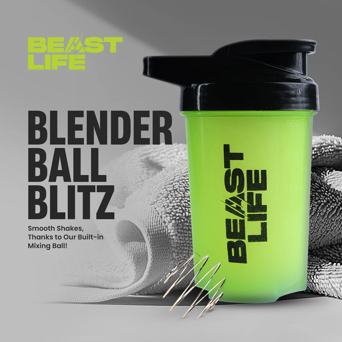 BeastLife Plastic Bold Shaker | Neon Color | 500ML - Image 4