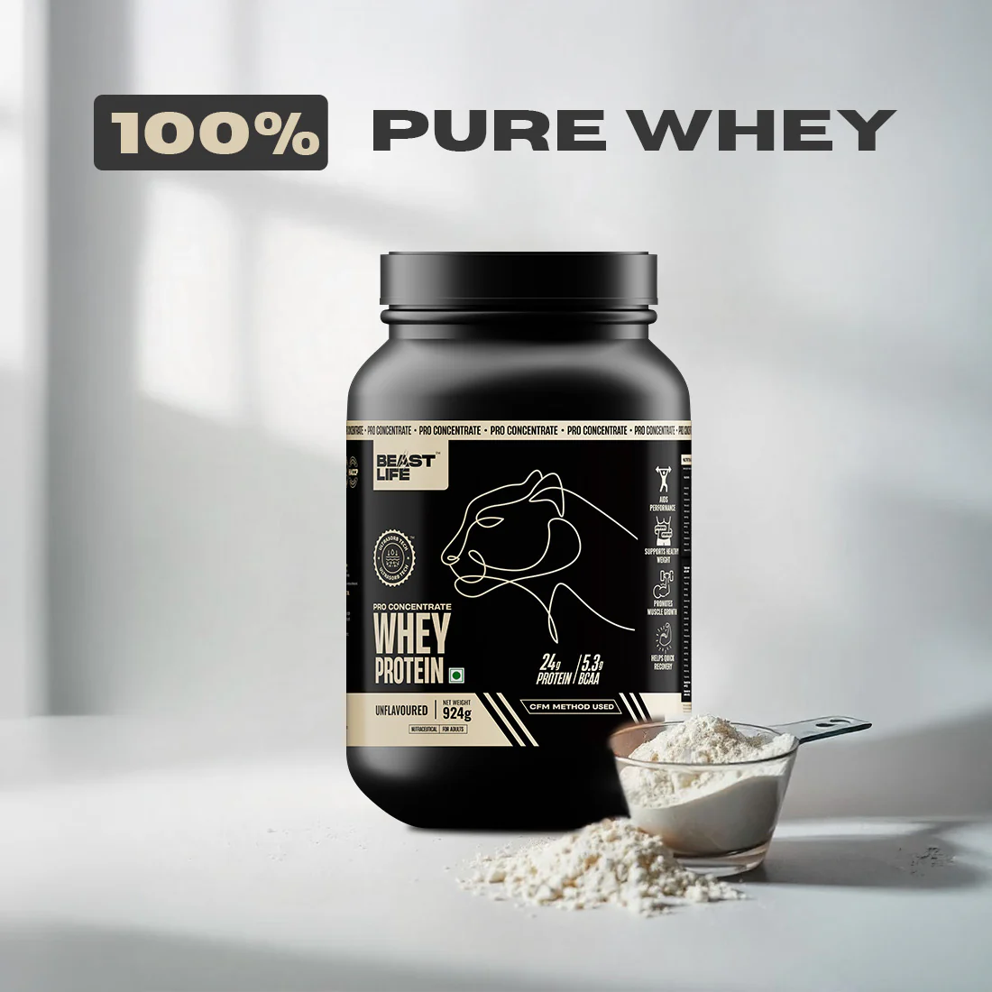 Pro Whey Protein with Ultrasorb Tech | Unflavoured | 924 g - Image 5