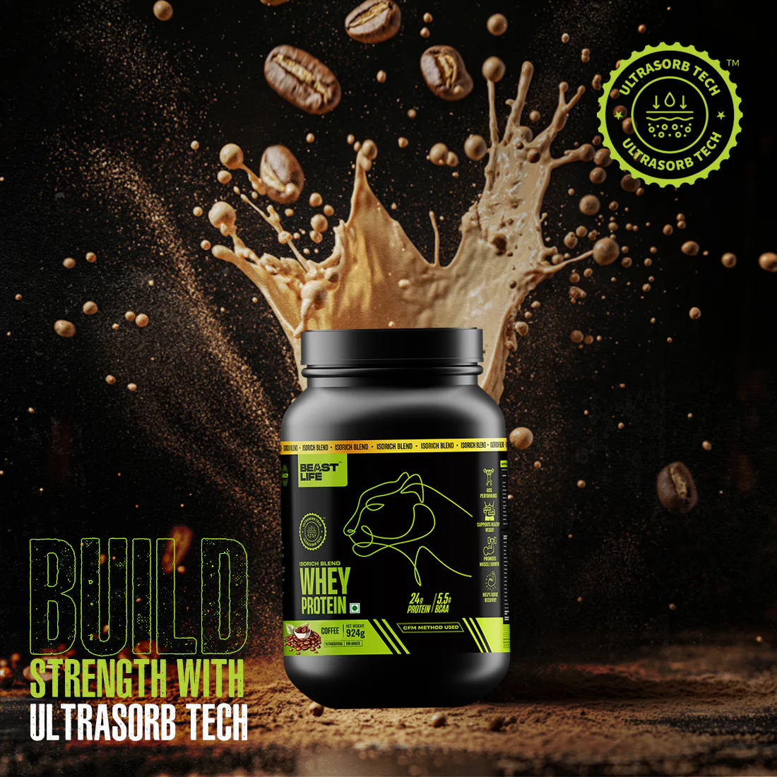 Isorich Blend Whey Protein with Ultrasorb Tech | Coffee | 924 g - Image 4