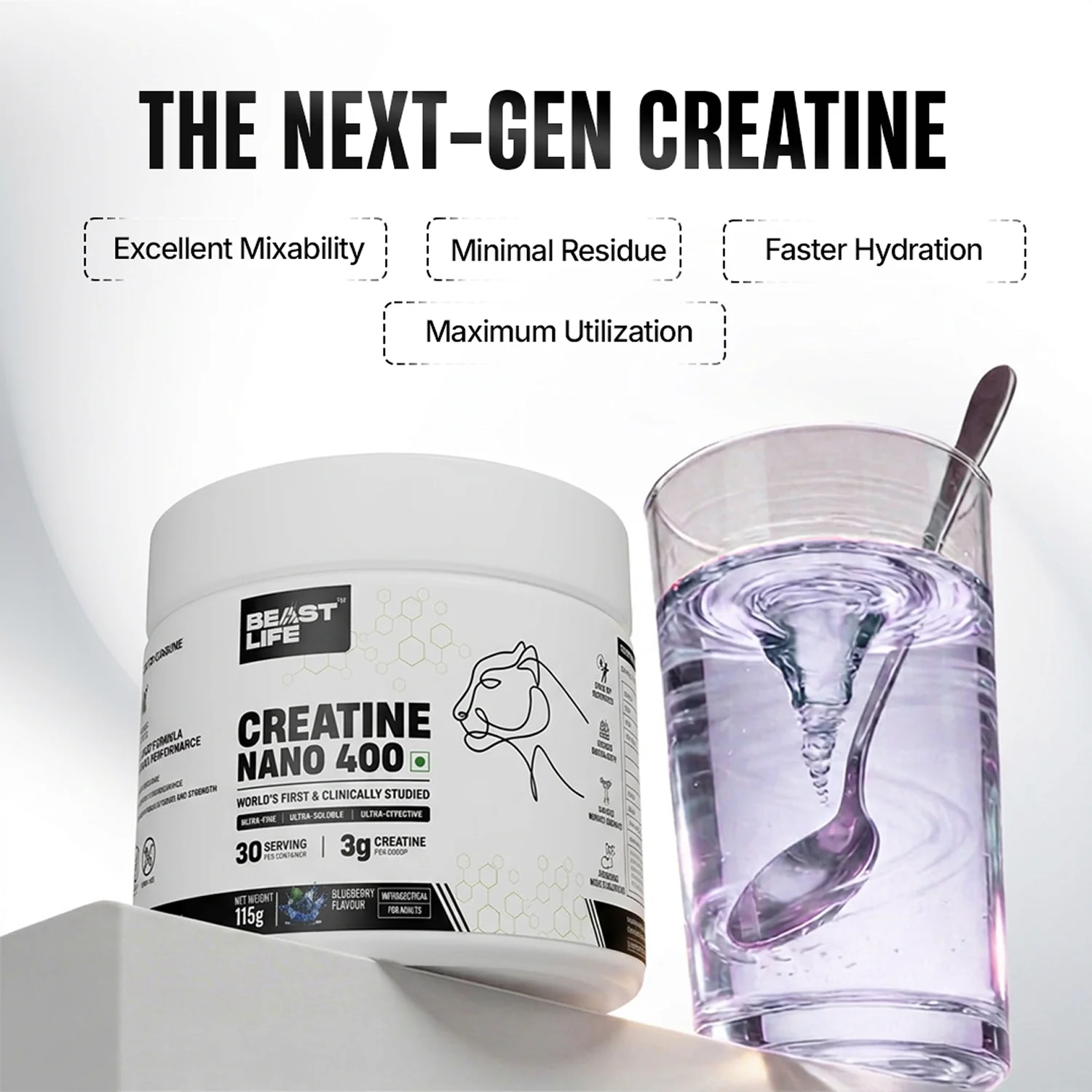 World’s First Creatine Nano 400 | Finest & Fastest Absorbing | 2X Strength | Blueberry | 115G - Image 7