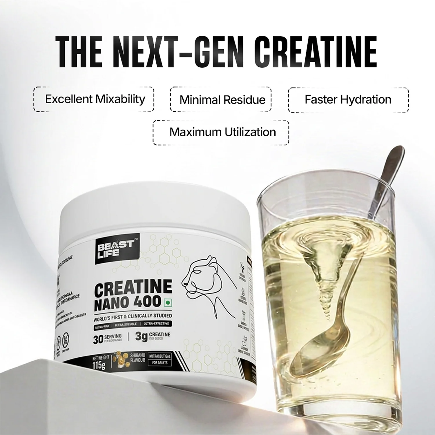World’s First Creatine Nano 400 | Finest & Fastest Absorbing | 2X Strength | Shikanji | 115G - Image 3