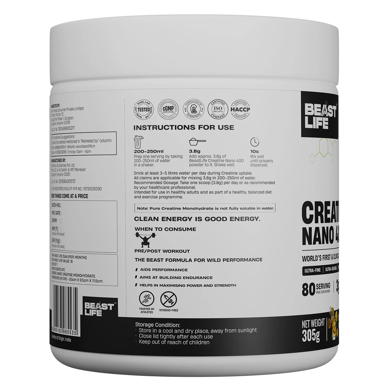World’s First Creatine Nano 400 | Finest & Fastest Absorbing | 2X Strength | Shikanji | 305G - Image 10