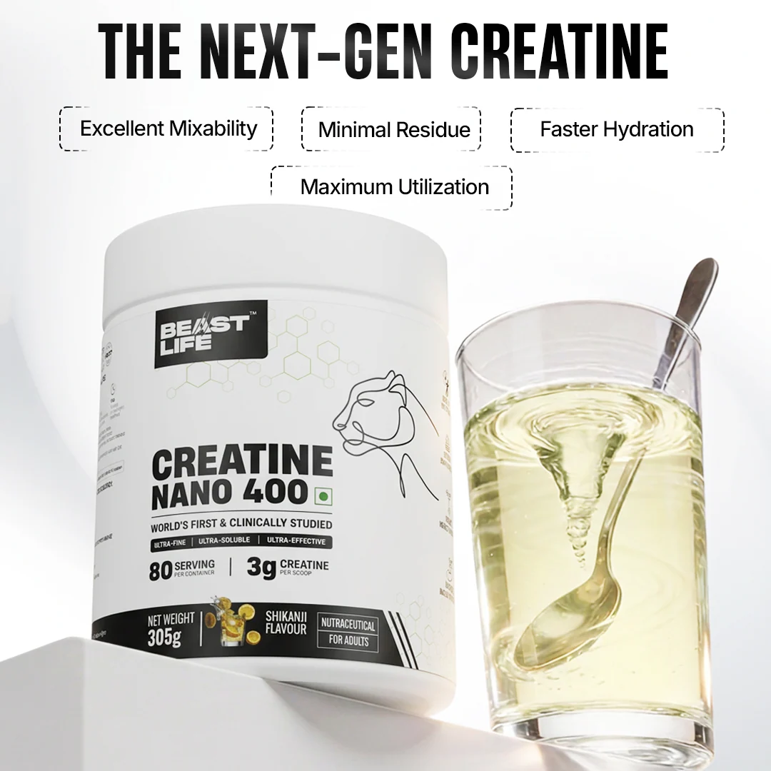 World’s First Creatine Nano 400 | Finest & Fastest Absorbing | 2X Strength | Shikanji | 305G - Image 3
