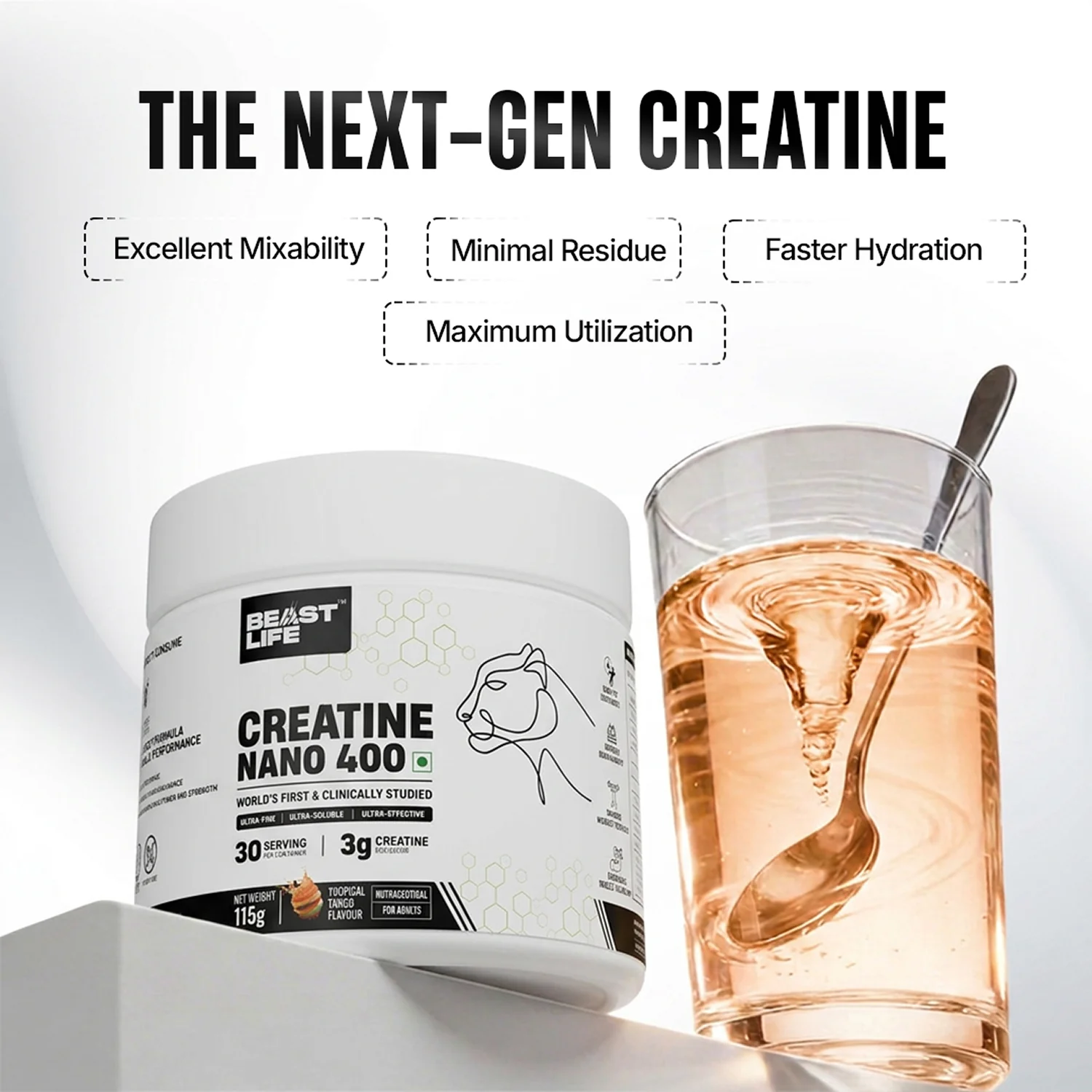 World’s First Creatine Nano 400 | Finest & Fastest Absorbing | 2X Strength | Tropical Tango | 115G - Image 3