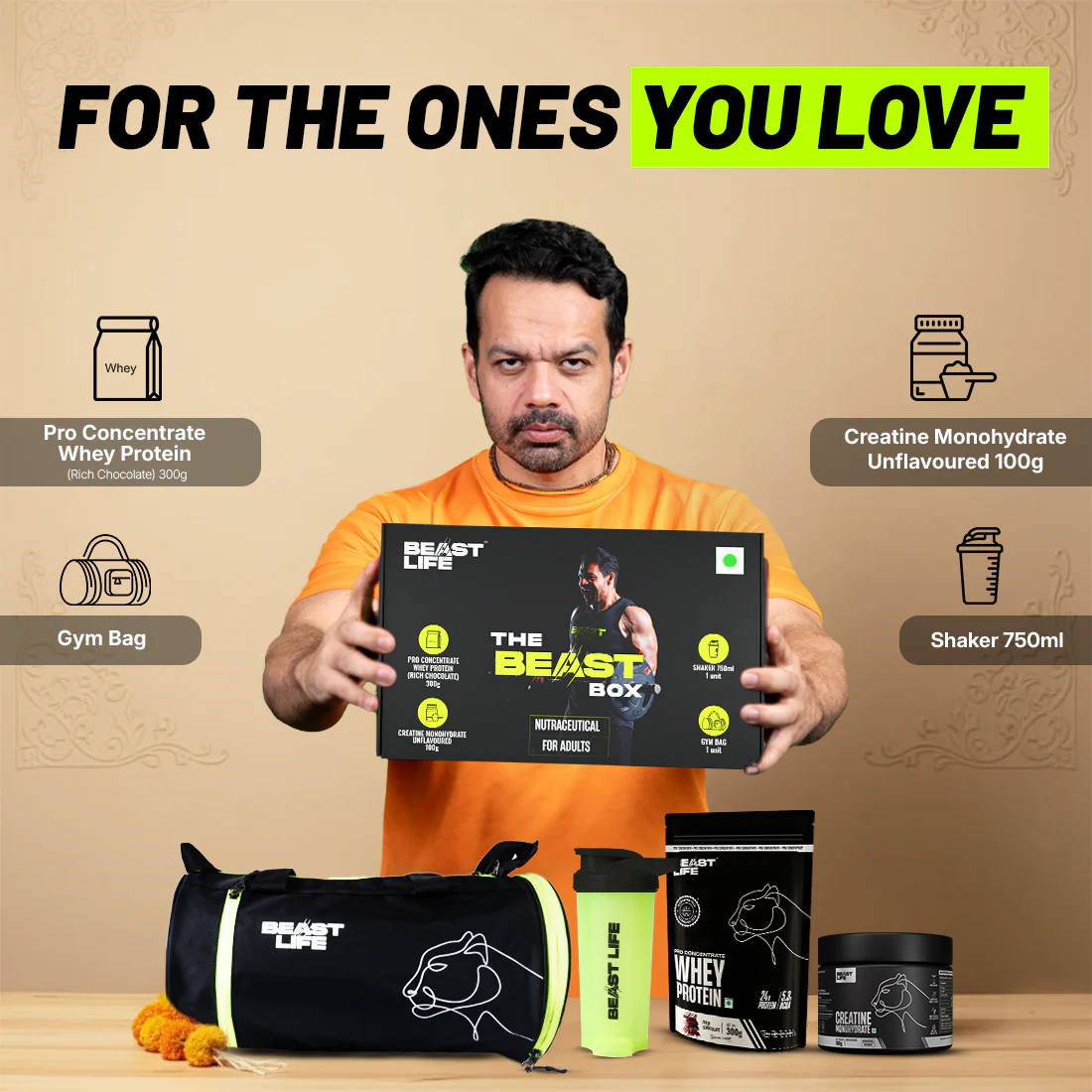 The Beast Box | Pro Whey Protein Rich Chocolate + Creatine Monohydrate + Gym Bag & Shaker - Image 2