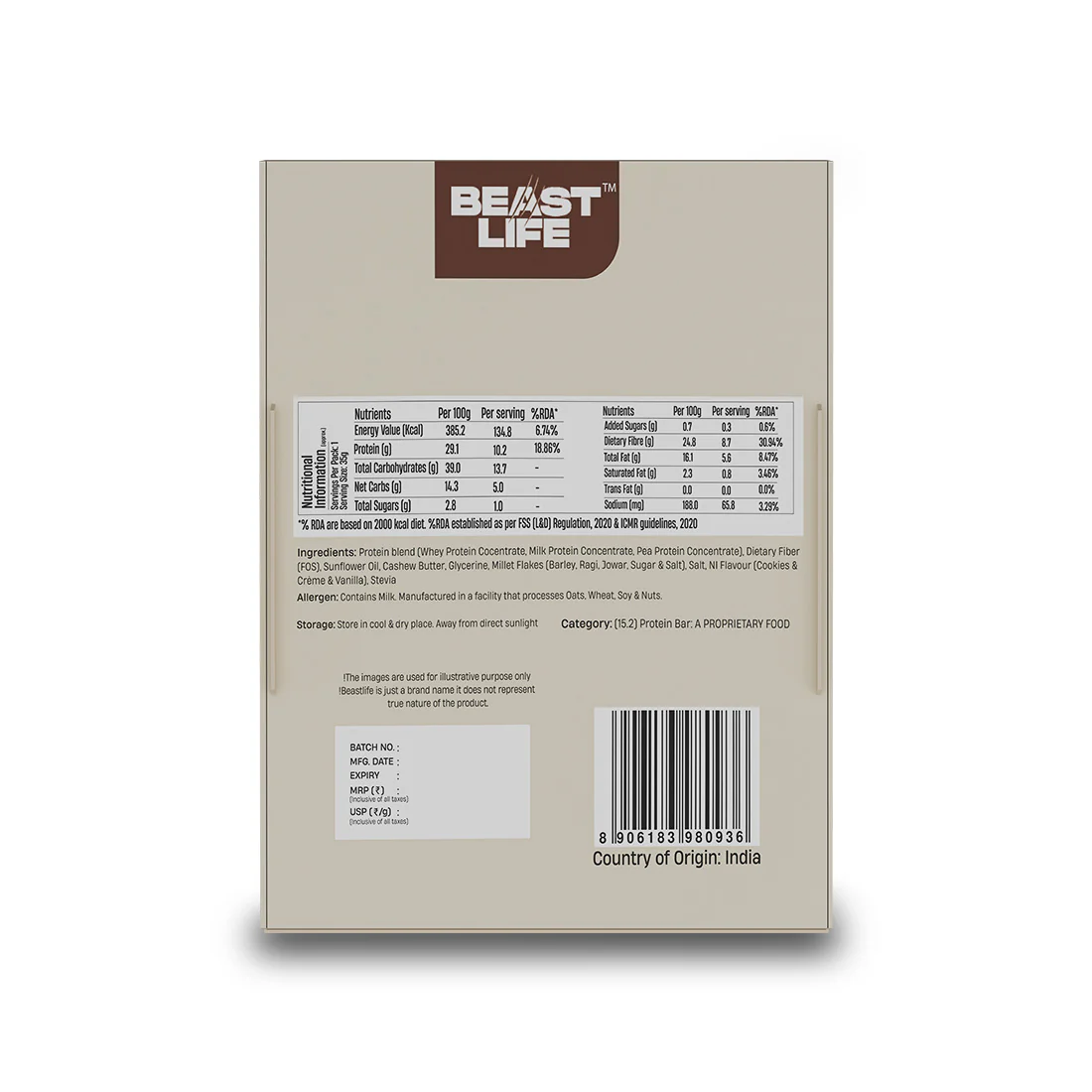 High Protein Bar | Cookies & Cream | Pack of 5 (10 g Protein Each) - Image 12