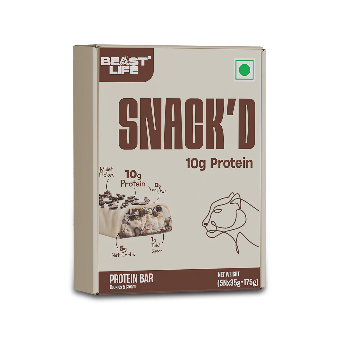 High Protein Bar | Cookies & Cream | Pack of 5 (10 g Protein Each) - Image 5