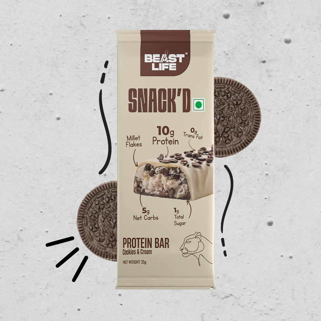 High Protein Bar | Cookies & Cream | Pack of 5 (10 g Protein Each) - Image 8