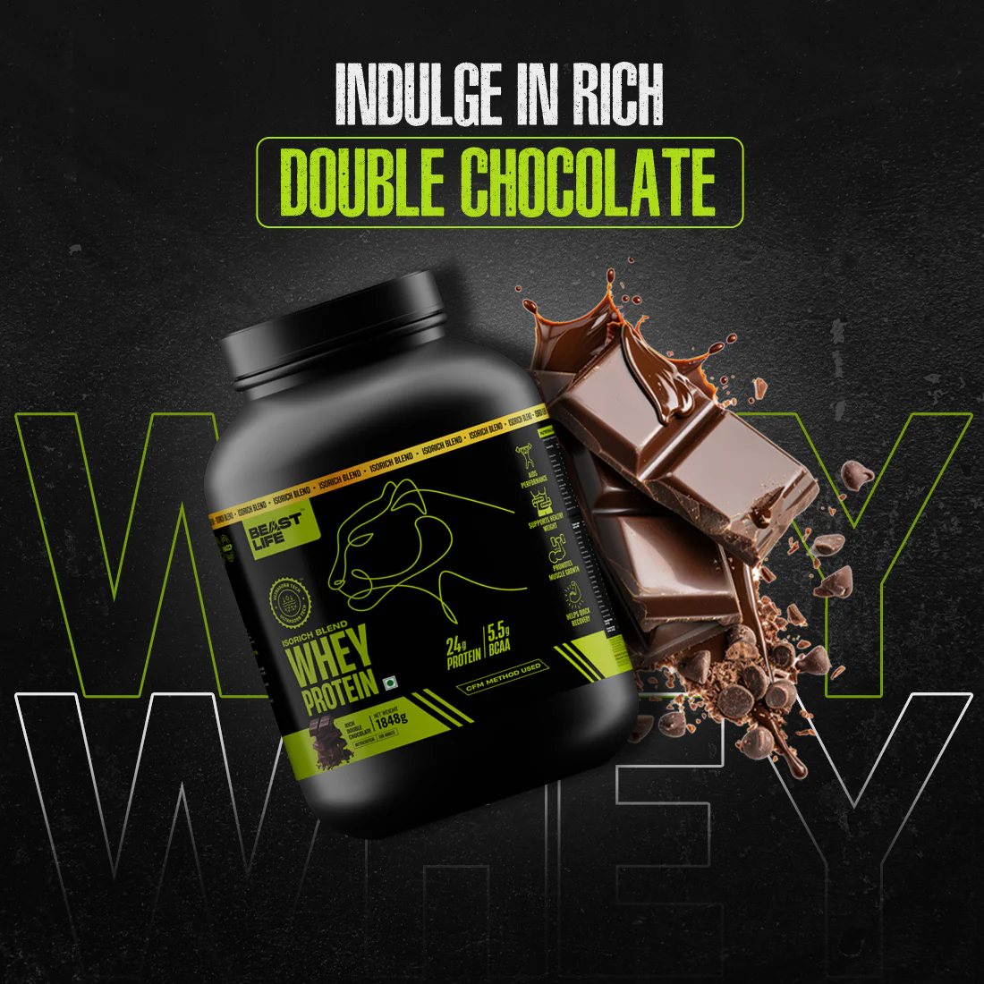 Isorich Blend Whey Protein with Ultrasorb Tech | Chocolate | 1.848 kg - Image 3