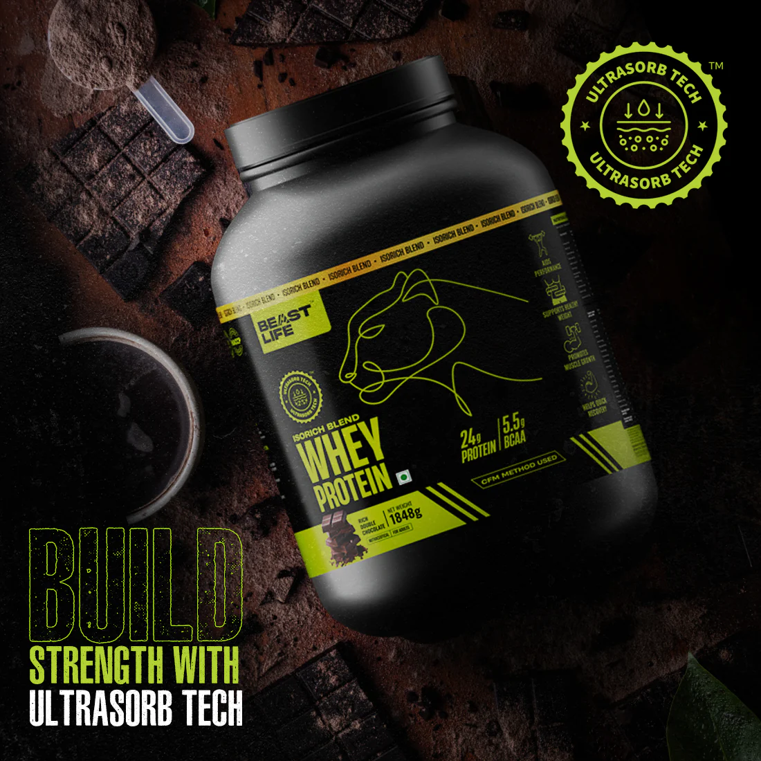 Isorich Blend Whey Protein with Ultrasorb Tech | Chocolate | 1.848 kg - Image 5