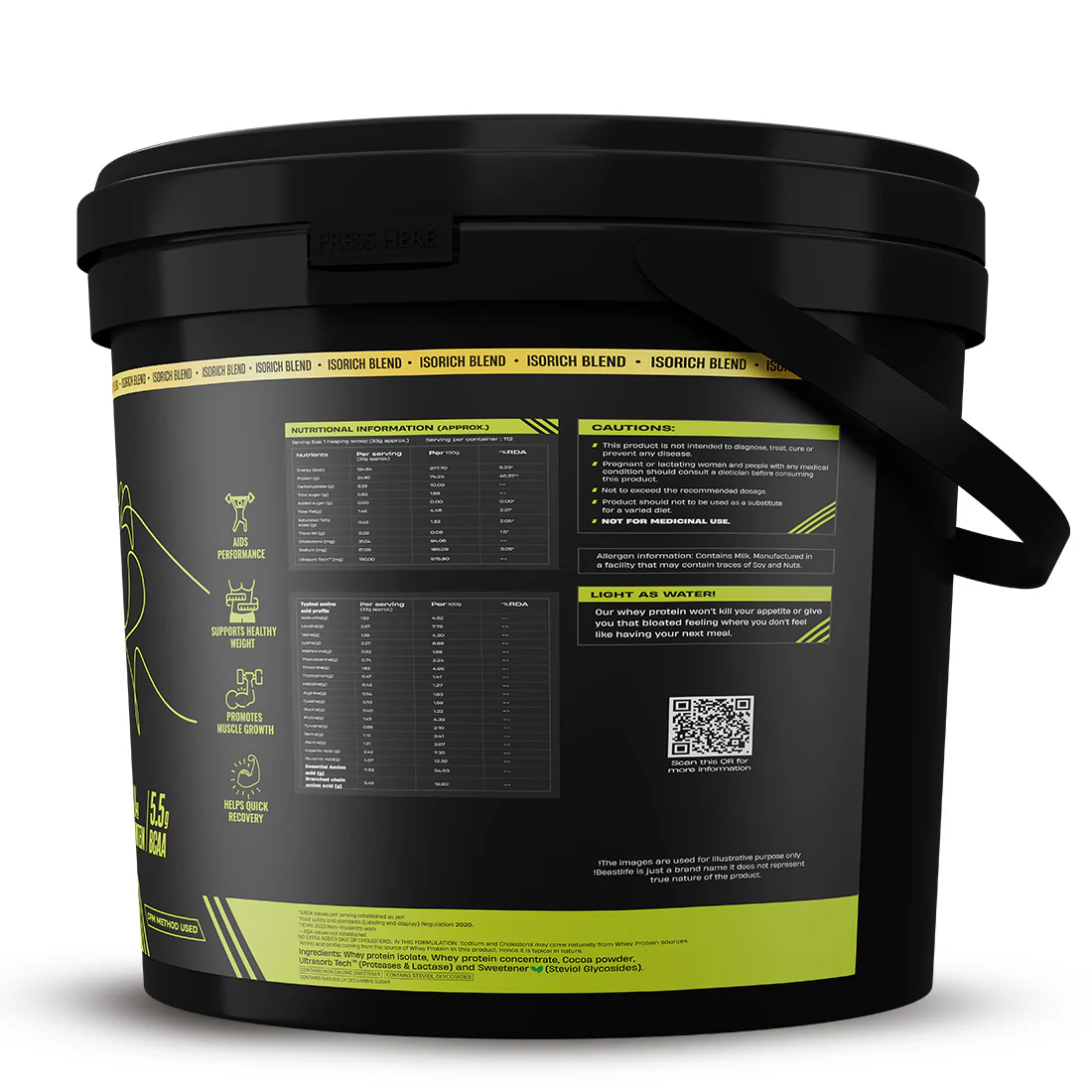 Isorich Blend Whey Protein with Ultrasorb Tech | Chocolate | Free Gym Bag and Shaker | 3.696 kg - Image 12