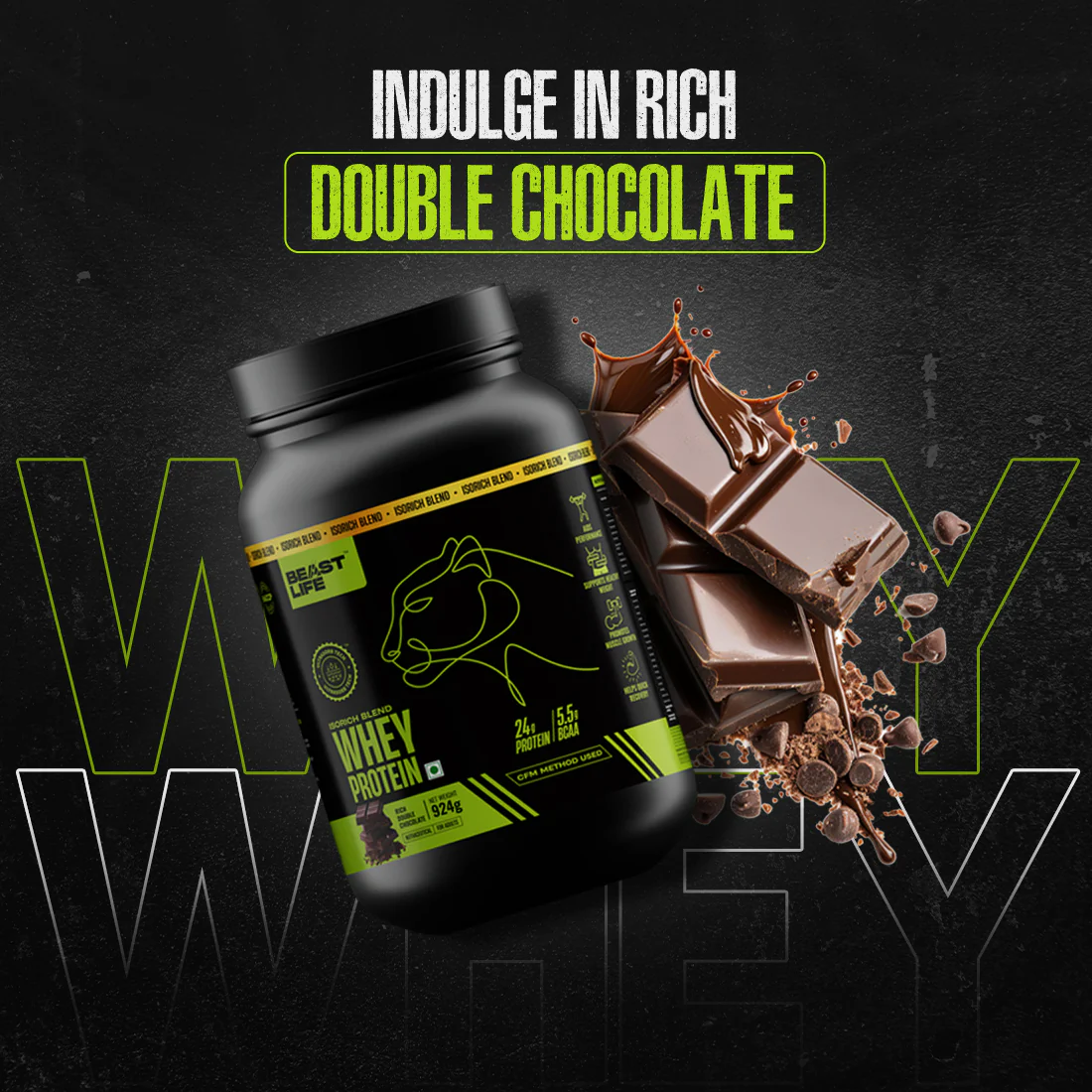 Isorich Blend Whey Protein with Ultrasorb Tech | Chocolate | 924 g - Image 3
