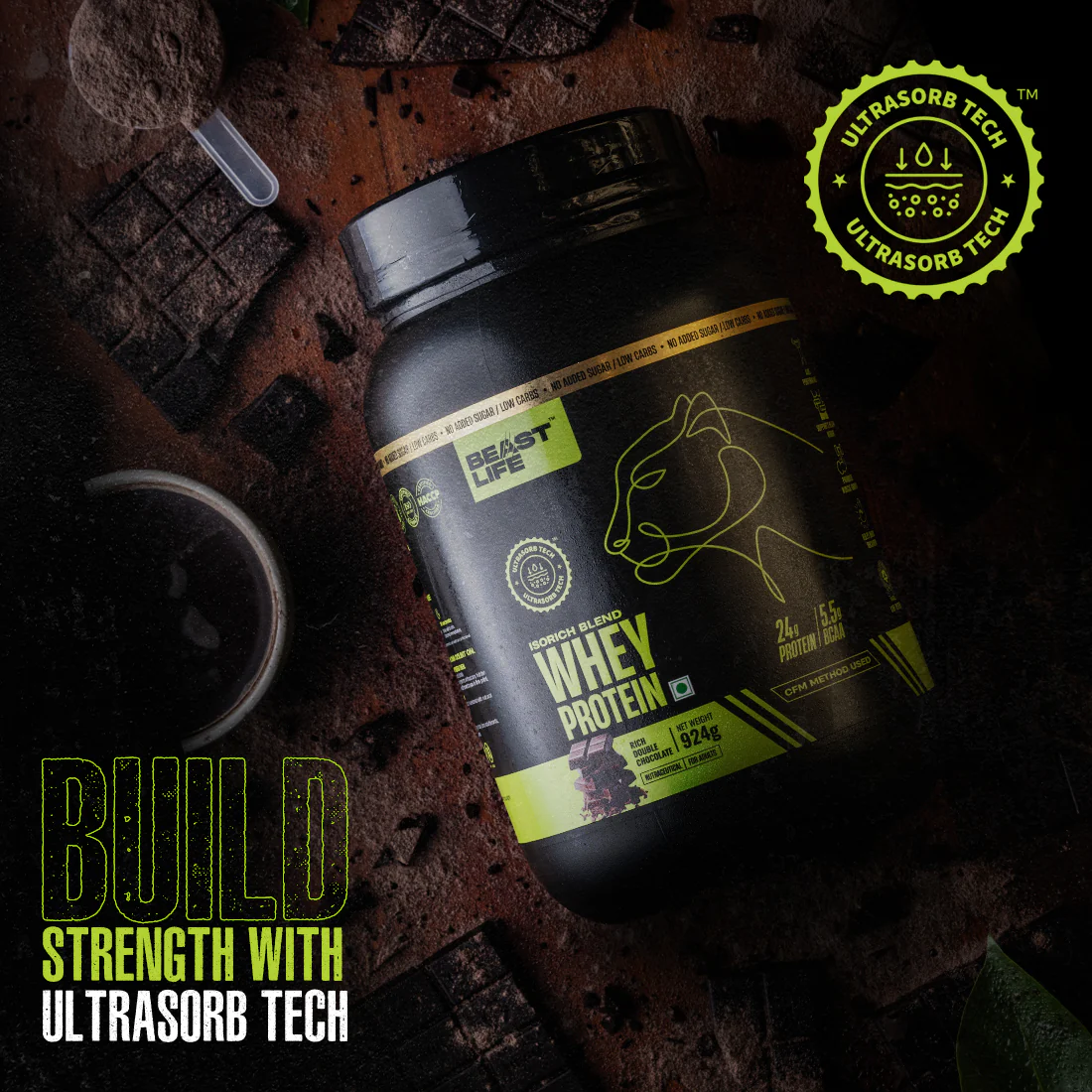 Isorich Blend Whey Protein with Ultrasorb Tech | Chocolate | 924 g - Image 5