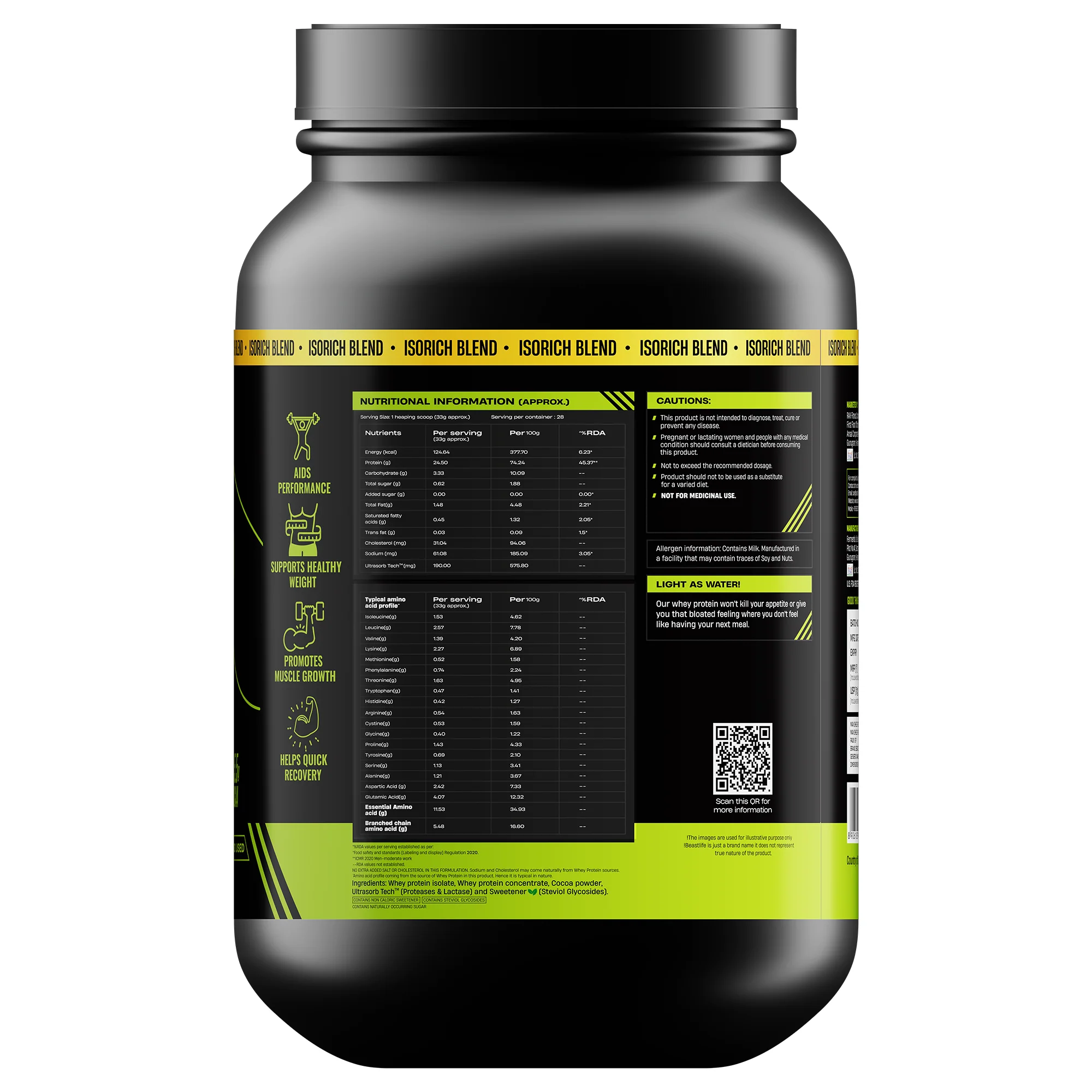 Isorich Blend Whey Protein with Ultrasorb Tech | Chocolate | 924 g - Image 9