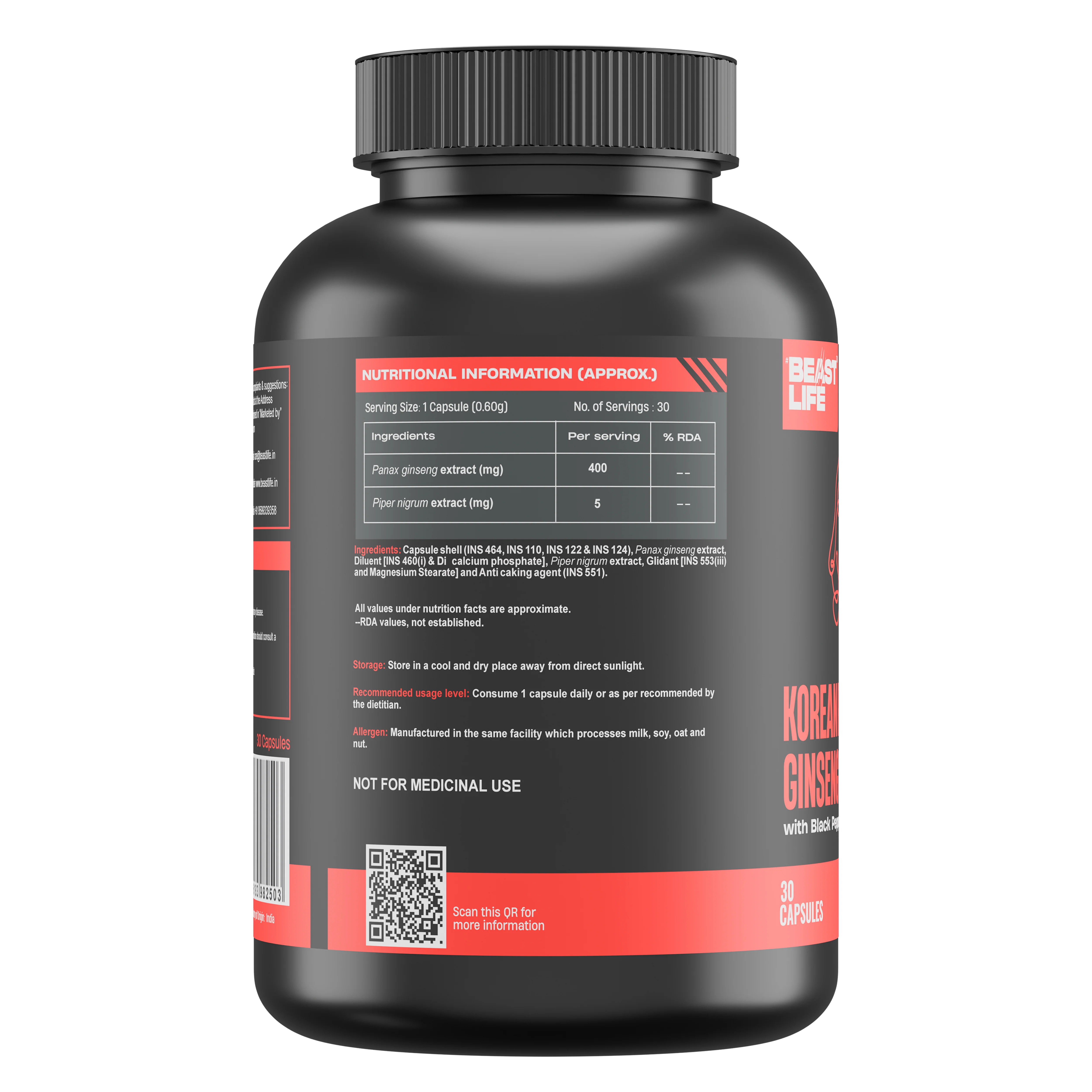 Korean Red Ginseng 400MG with Piper Nigrum Extract 5mg | 30 N - Image 9
