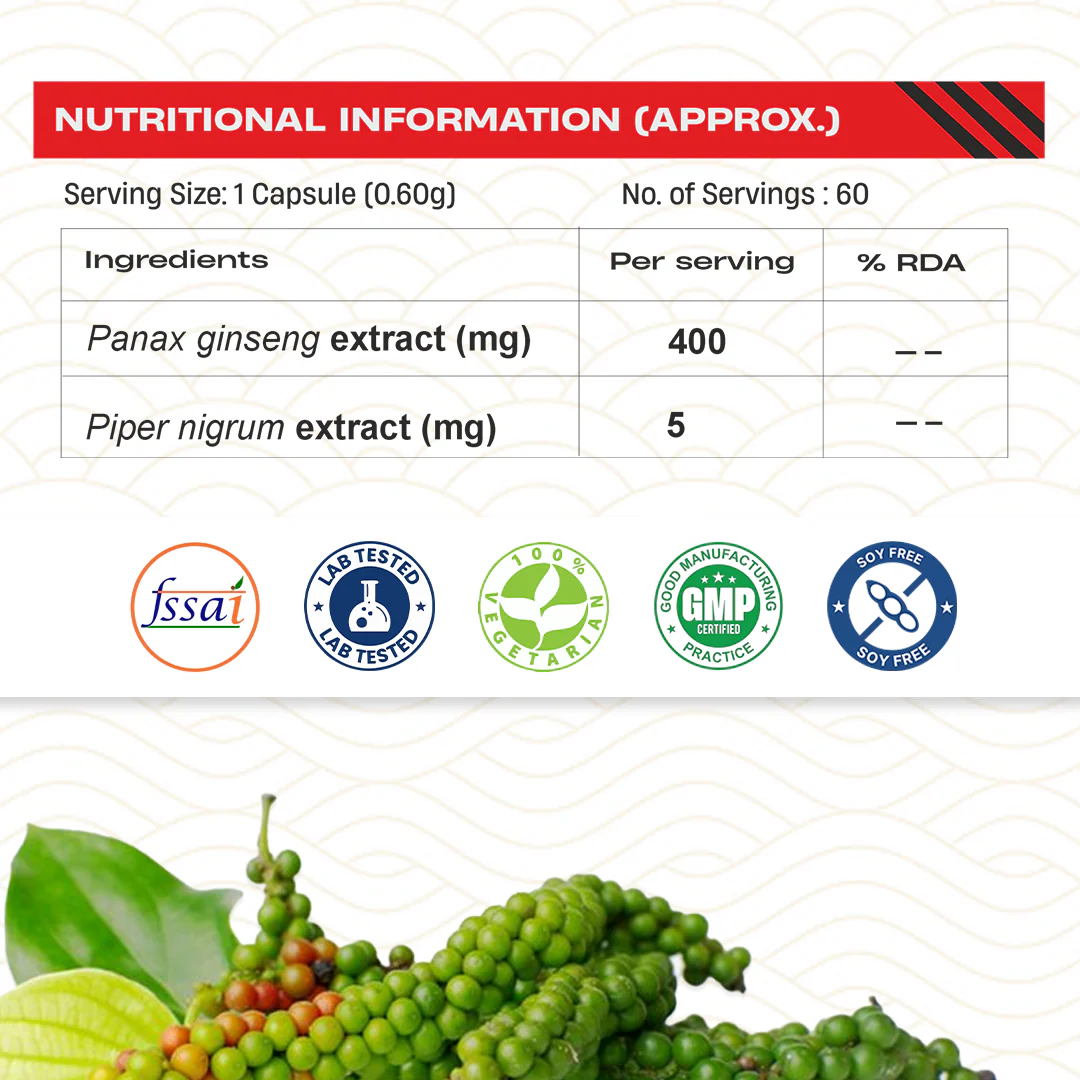 Korean Red Ginseng 400MG with Piper Nigrum Extract 5mg | 60 N - Image 8