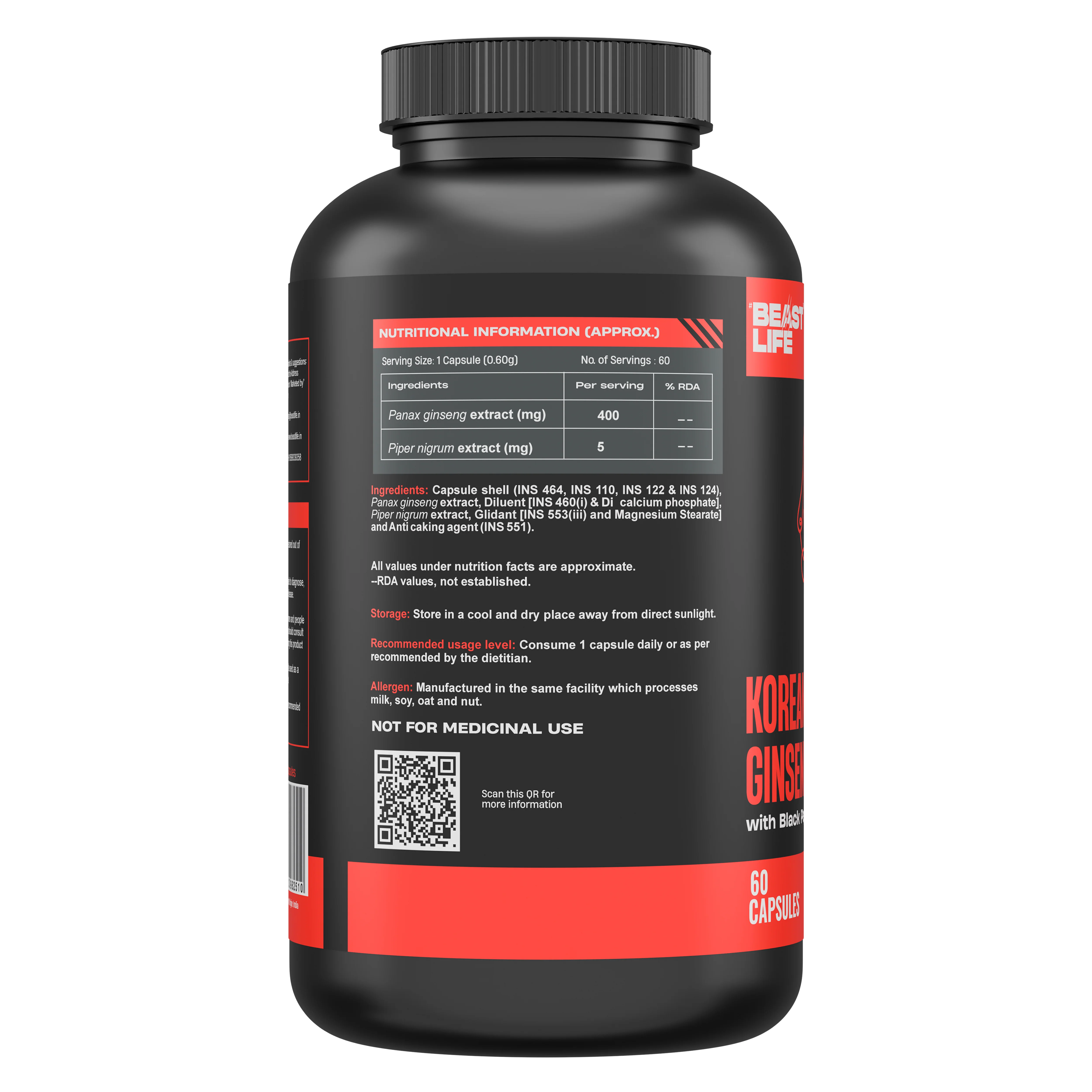 Korean Red Ginseng 400MG with Piper Nigrum Extract 5mg | 60 N - Image 9