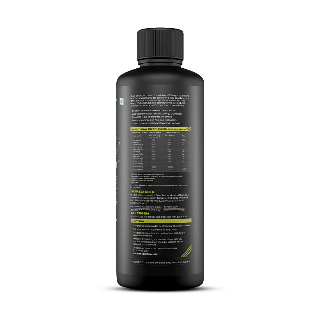 L-Carnitine with Vitamin B5 Liquid 1100 mg | Mojito | 450 ml - Image 9