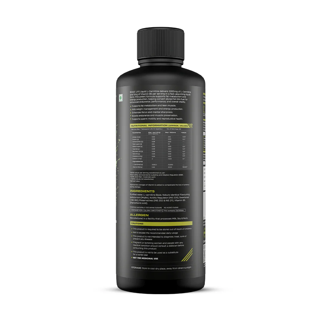 L-Carnitine with Vitamin B5 Liquid 3300 mg | Mojito | 450 ml - Image 9