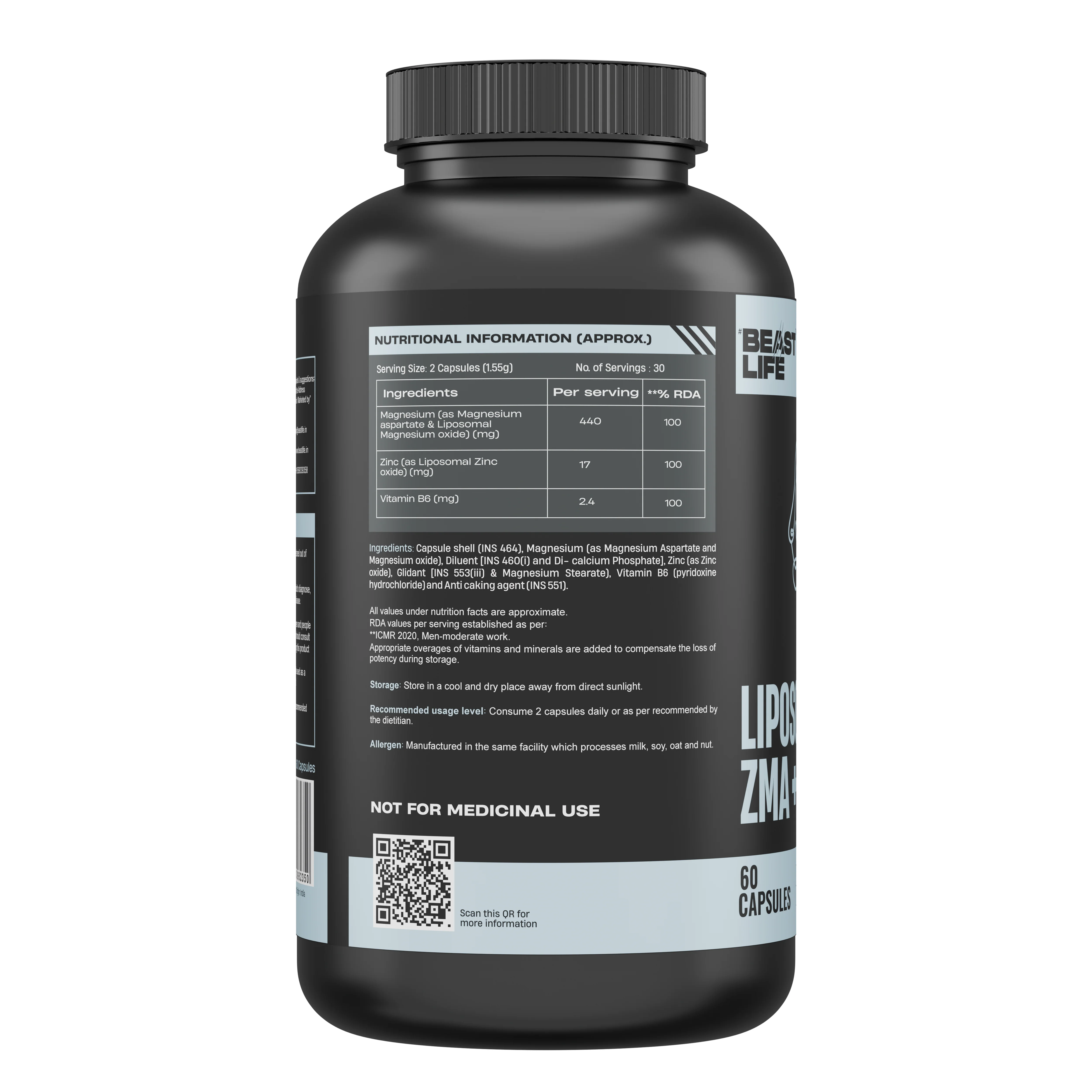 Liposomal ZMA+ | Zinc, Magnesium Complex with Vitamin B6 | 60 N - Image 11
