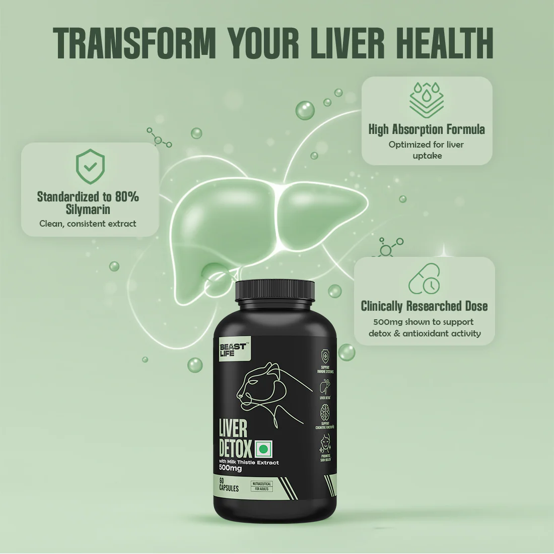 Liver Detox Supplement with Milk Thistle Extract 500 mg | 60 N - Image 3