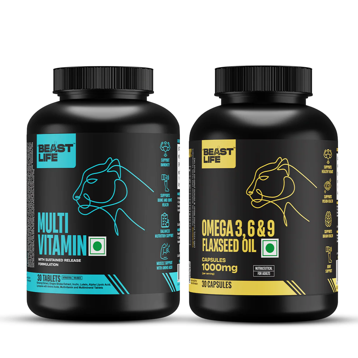 BeastLife Daily Essentials Pack | 360° Nutrition Support Combo | Multivitamin 30 N + Veg Omega 30 N - Image 4