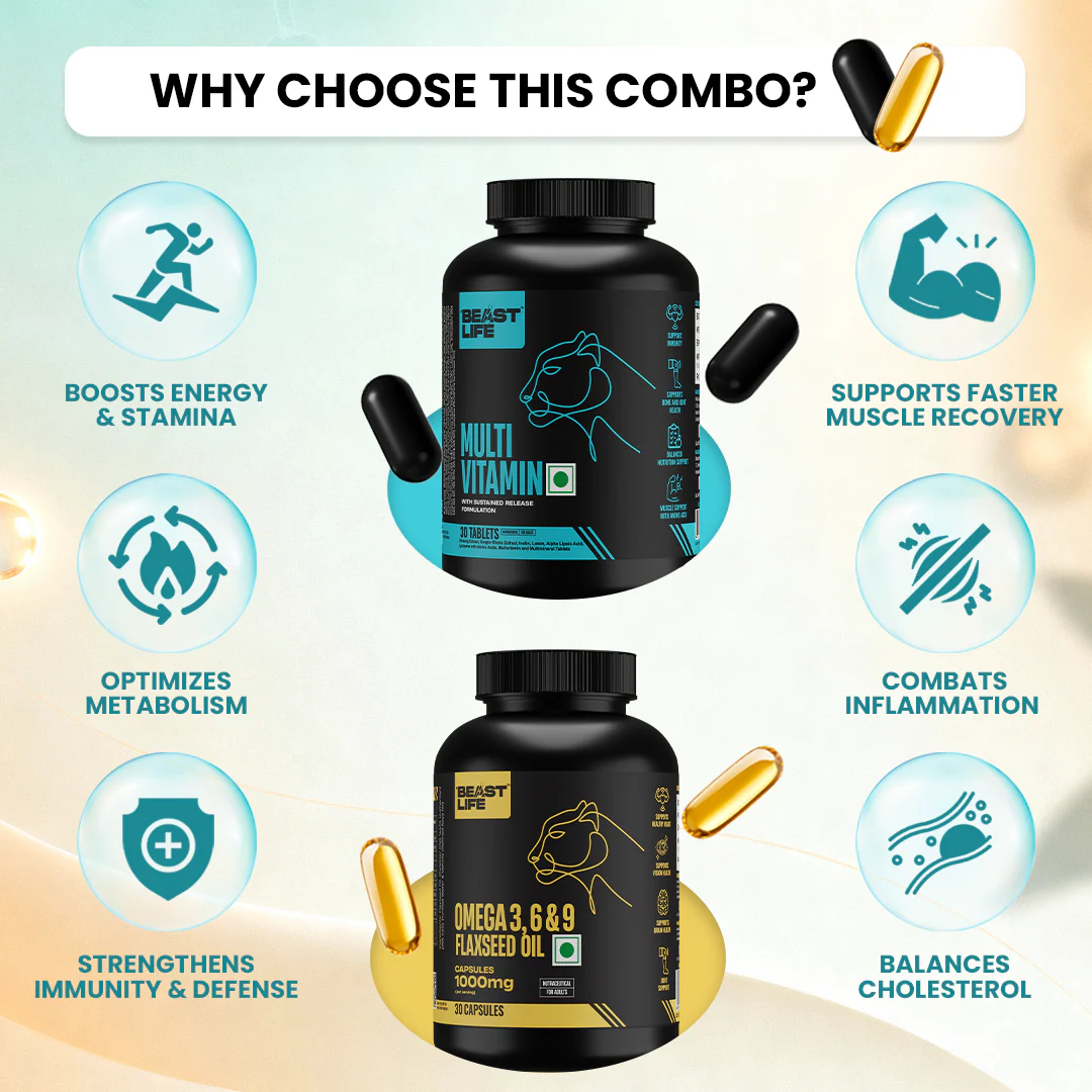 BeastLife Daily Essentials Pack | 360° Nutrition Support Combo | Multivitamin 30 N + Veg Omega 30 N - Image 5