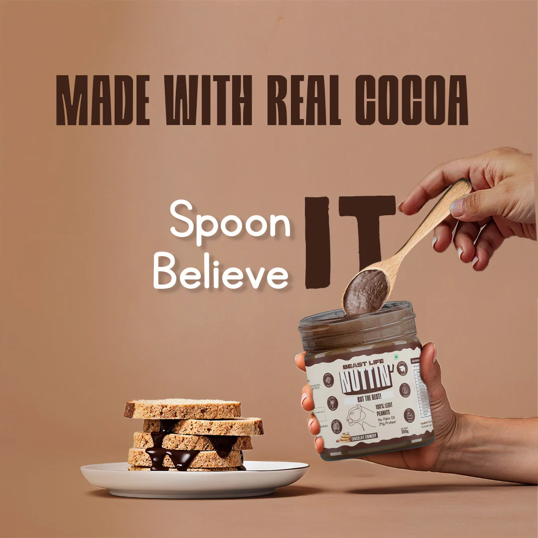 Natural Peanut Butter | Chocolate Crunchy | 100% Peanut, No Palm Oil | 800 g - Image 3