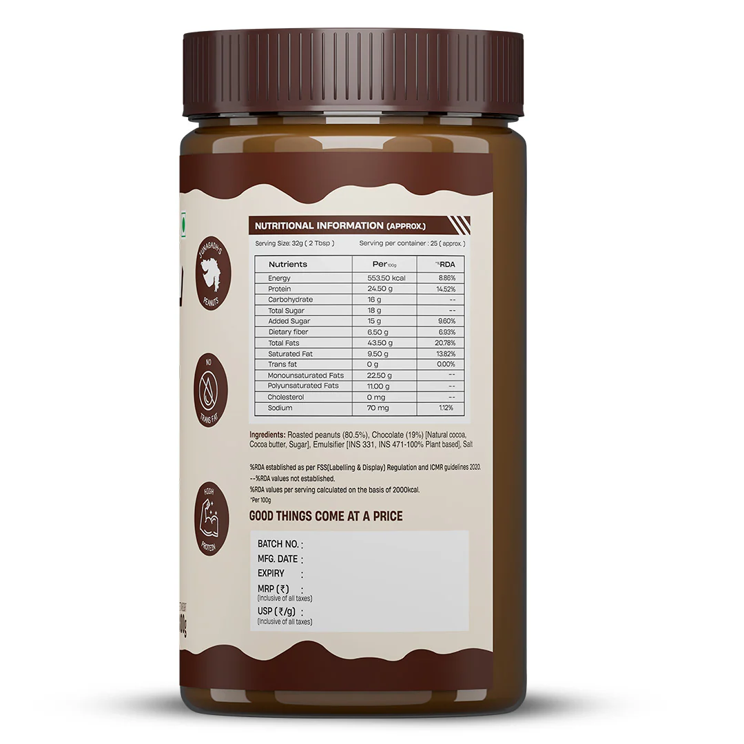 Natural Peanut Butter | Chocolate Crunchy | 100% Peanut, No Palm Oil | 800 g - Image 8